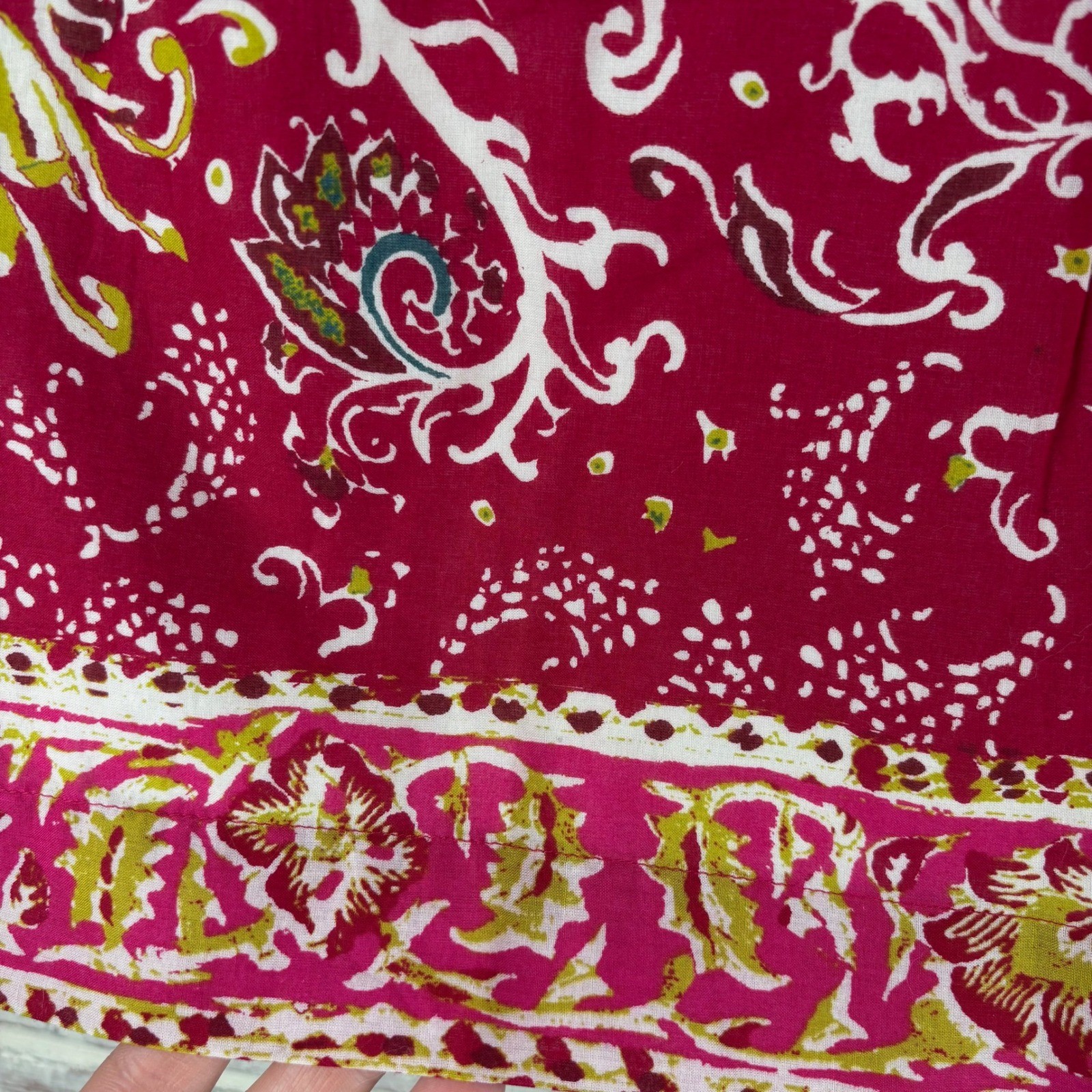 Lucky Brand Smocked Boho Y2K Mini Skirt M Pink Paisley Cotton Summer Cottagecore