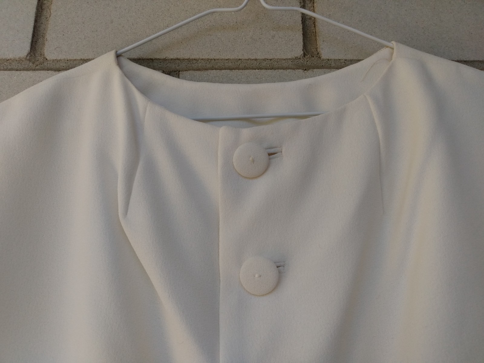 Vintage 60s Ivory Bolero Dress Jacket 42″B Rockabilly Formal Crepe Chiffon