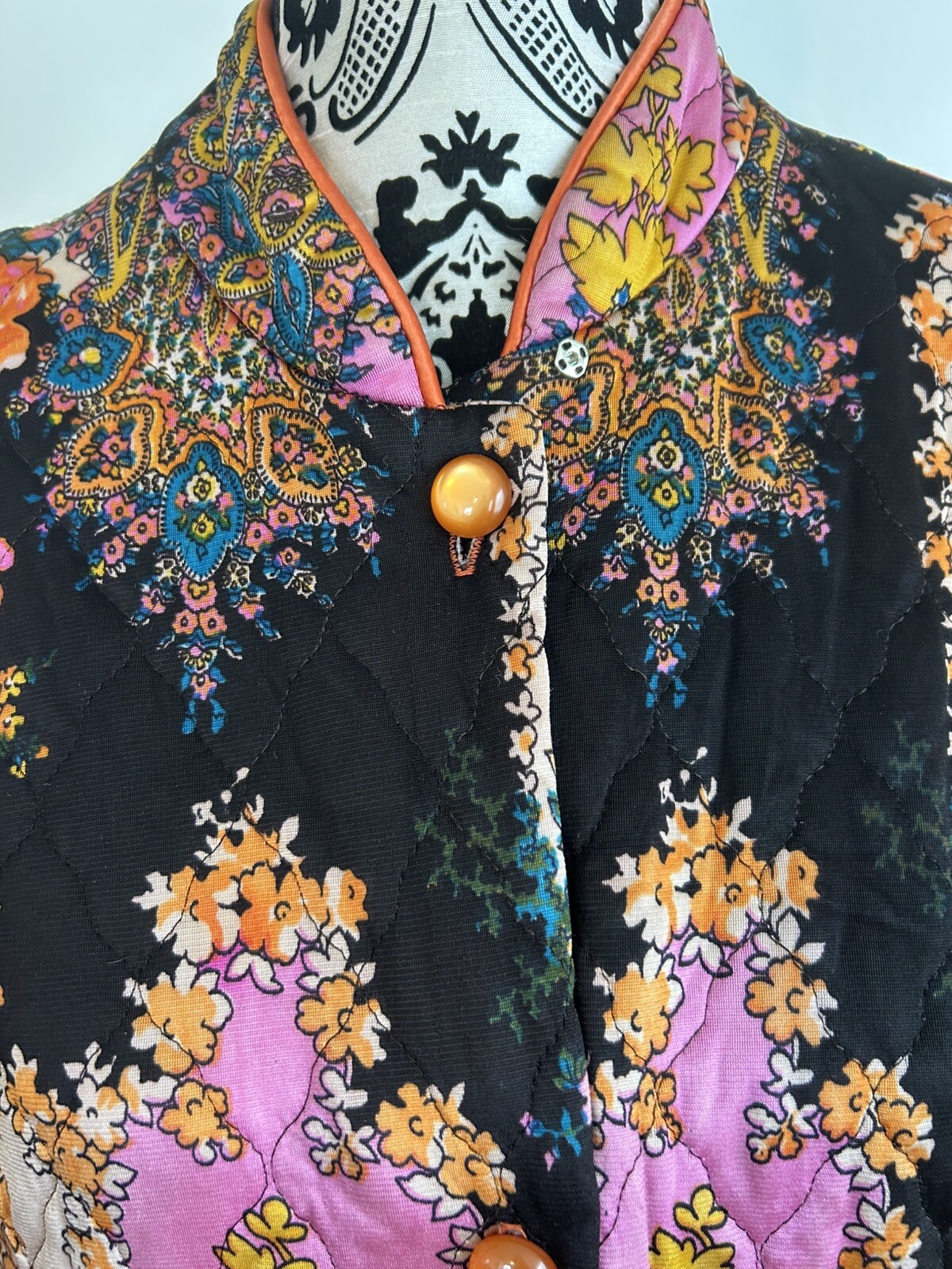 Vintage Cozy Creation Housedress Med Tall Crepe Long Sleeve Paisley 60s