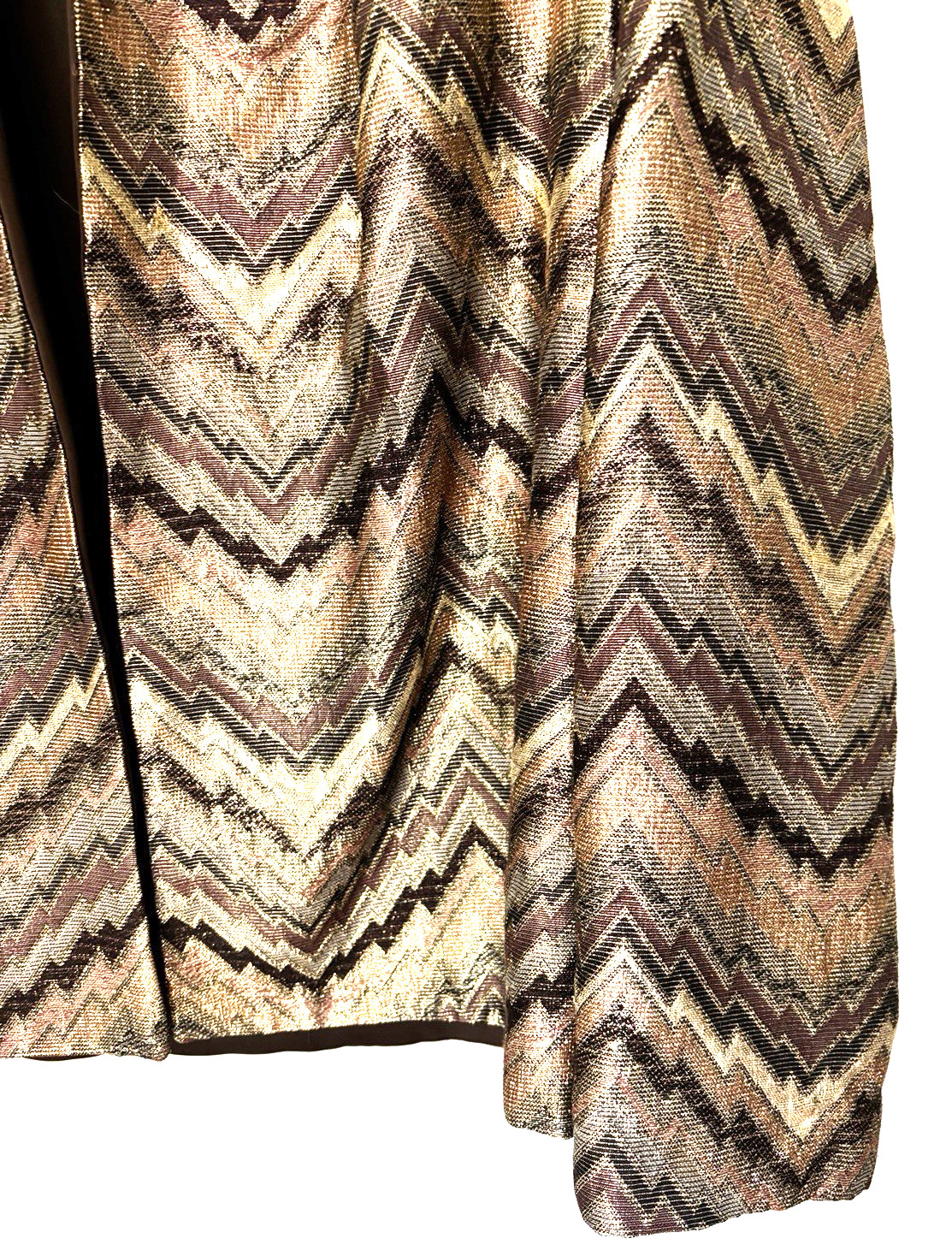 Vintage Bergdorf Goodman Womens 80s Brown Gold Jacket Zigzag Chevron Size 18