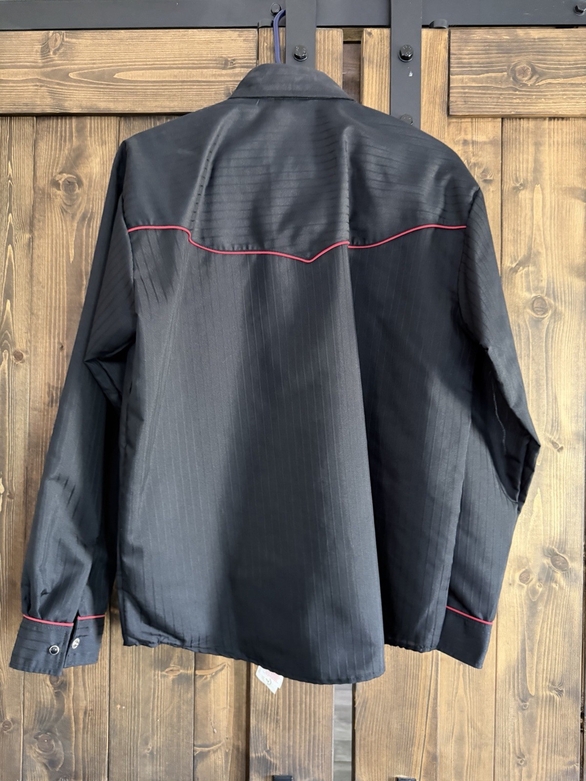 VTG70s NEW WOMENS MED Black BUTTON Snap WESTERN COWBOY SHIRT By Midwest Garment