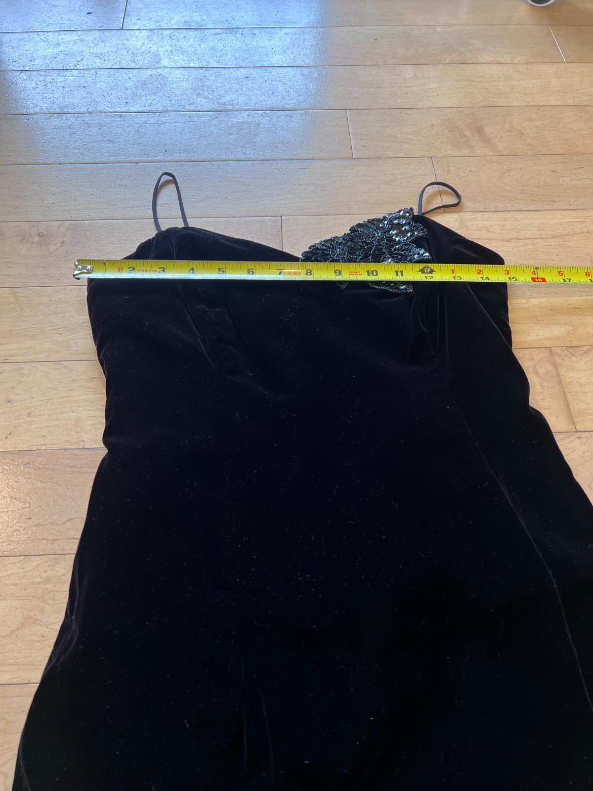 VTG Cachet by Bari Protas Black Velvet Mini Dress Spaghetti Strap Cocktail S