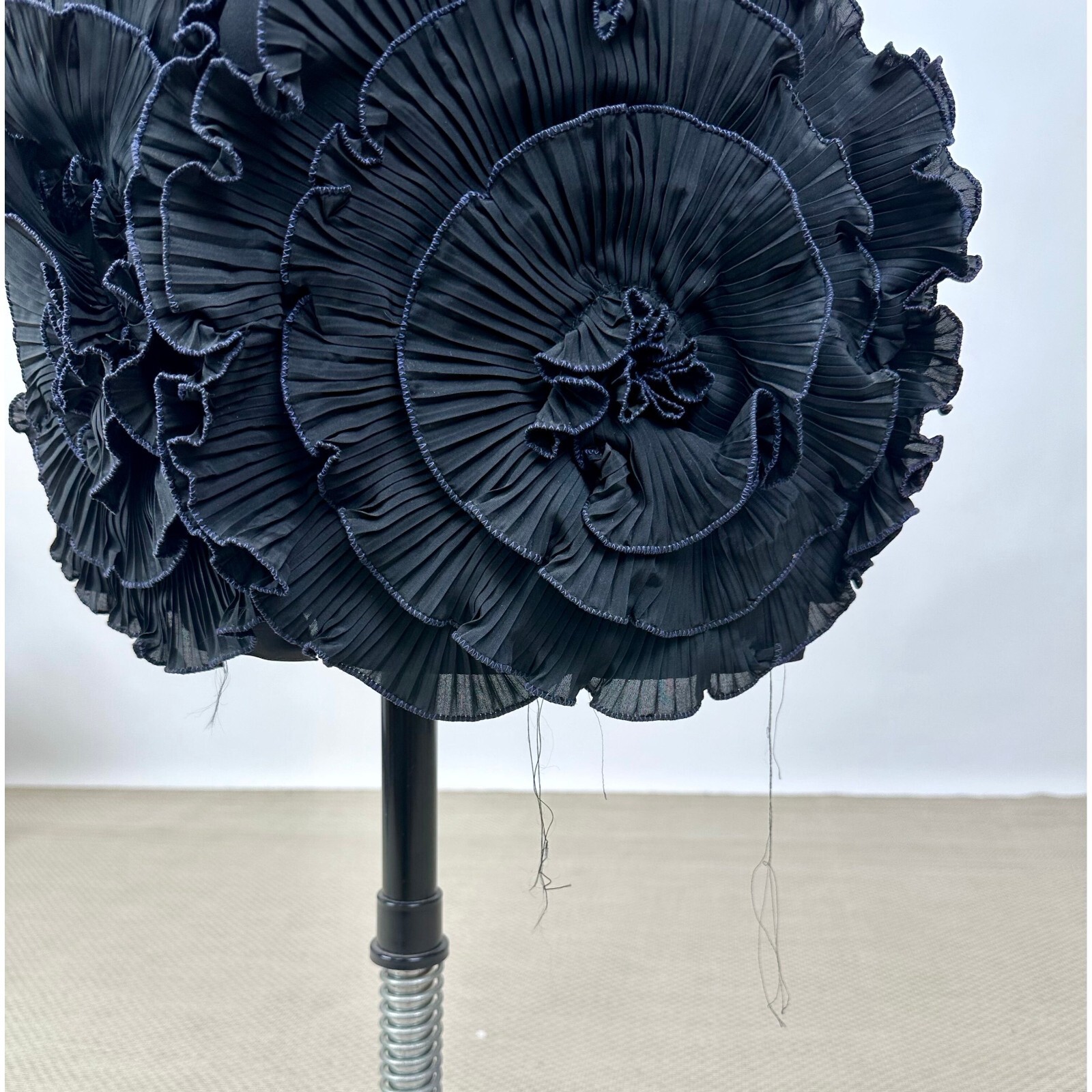 Vintage 1980s Designer Zandra Rhodes Black Dress with Elaborate Ruffle Details