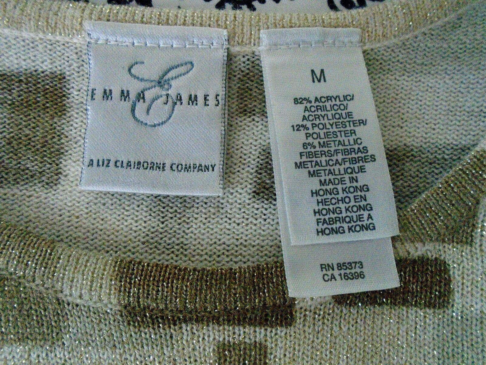 Emma James Brown Grey Silver Metallic Geometrical Shapes Crewneck Sweater Size M
