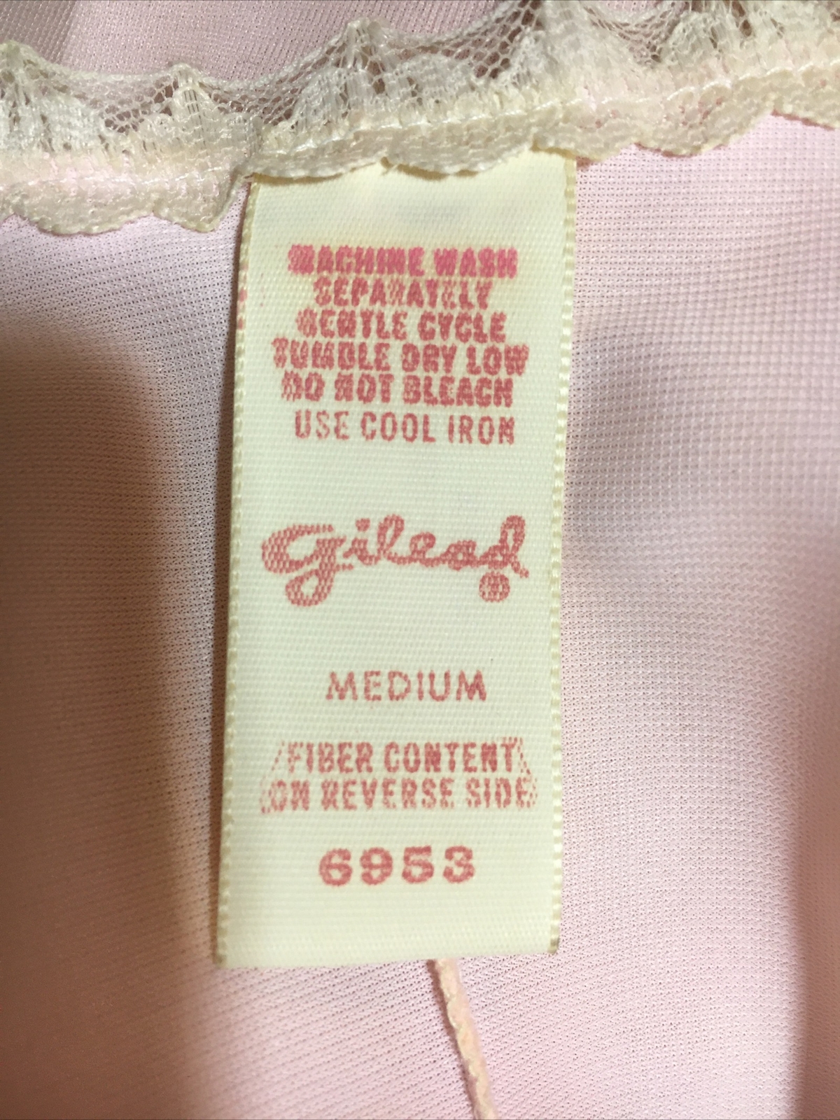 Vintage Gilead Ankle Length Nightie Pink With Cream Lace Trim Made in USA Medium