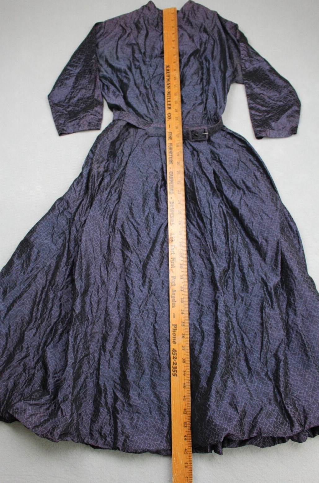 Vintage 1940s 50s Dress Womans Small Purple Geometric Rayon Formal Party