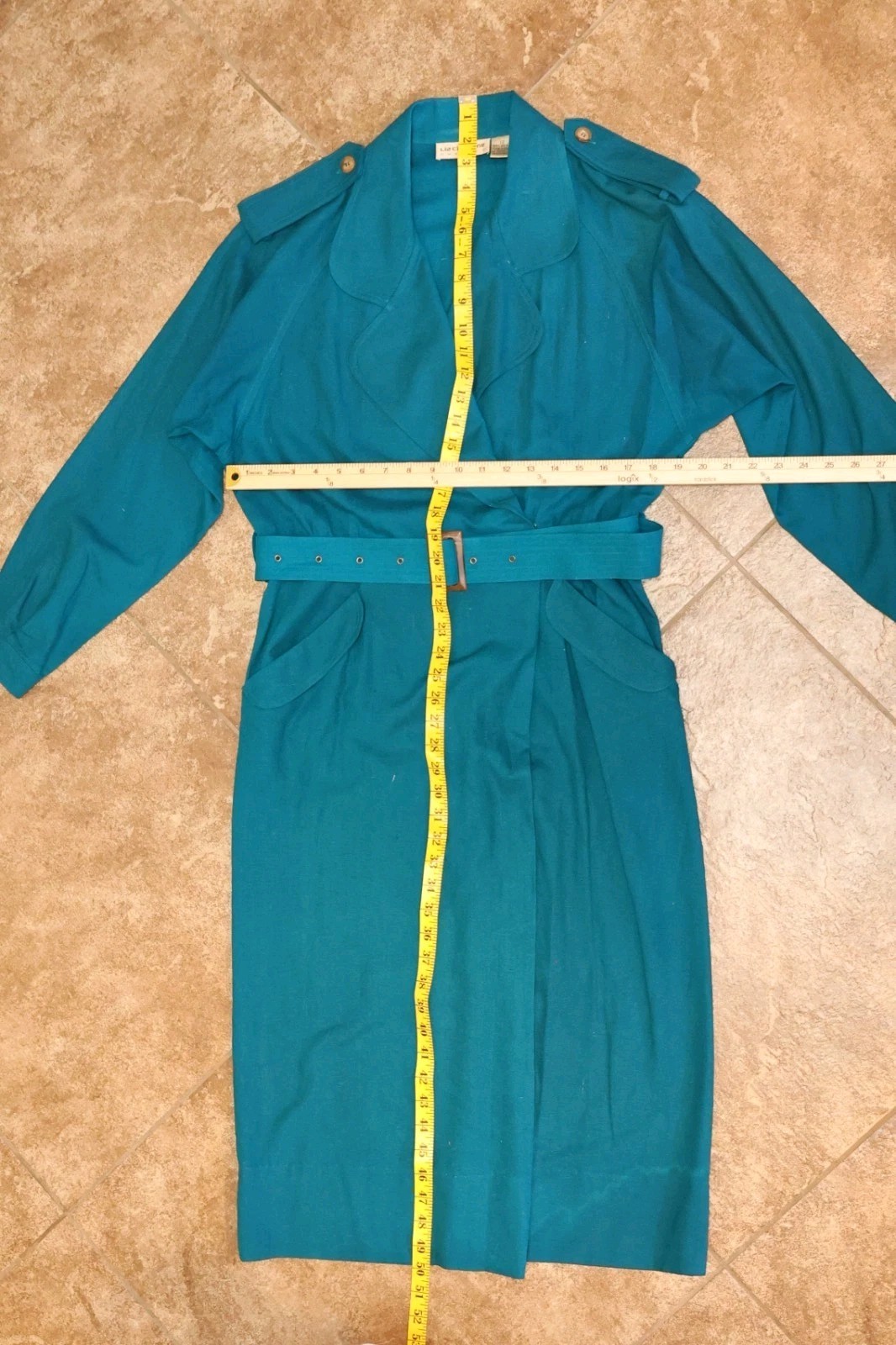 ✨ VTG 100% Silk Wrap Claiborne Midi Blue Green Dress Sz 12 Summer Quiet Luxury