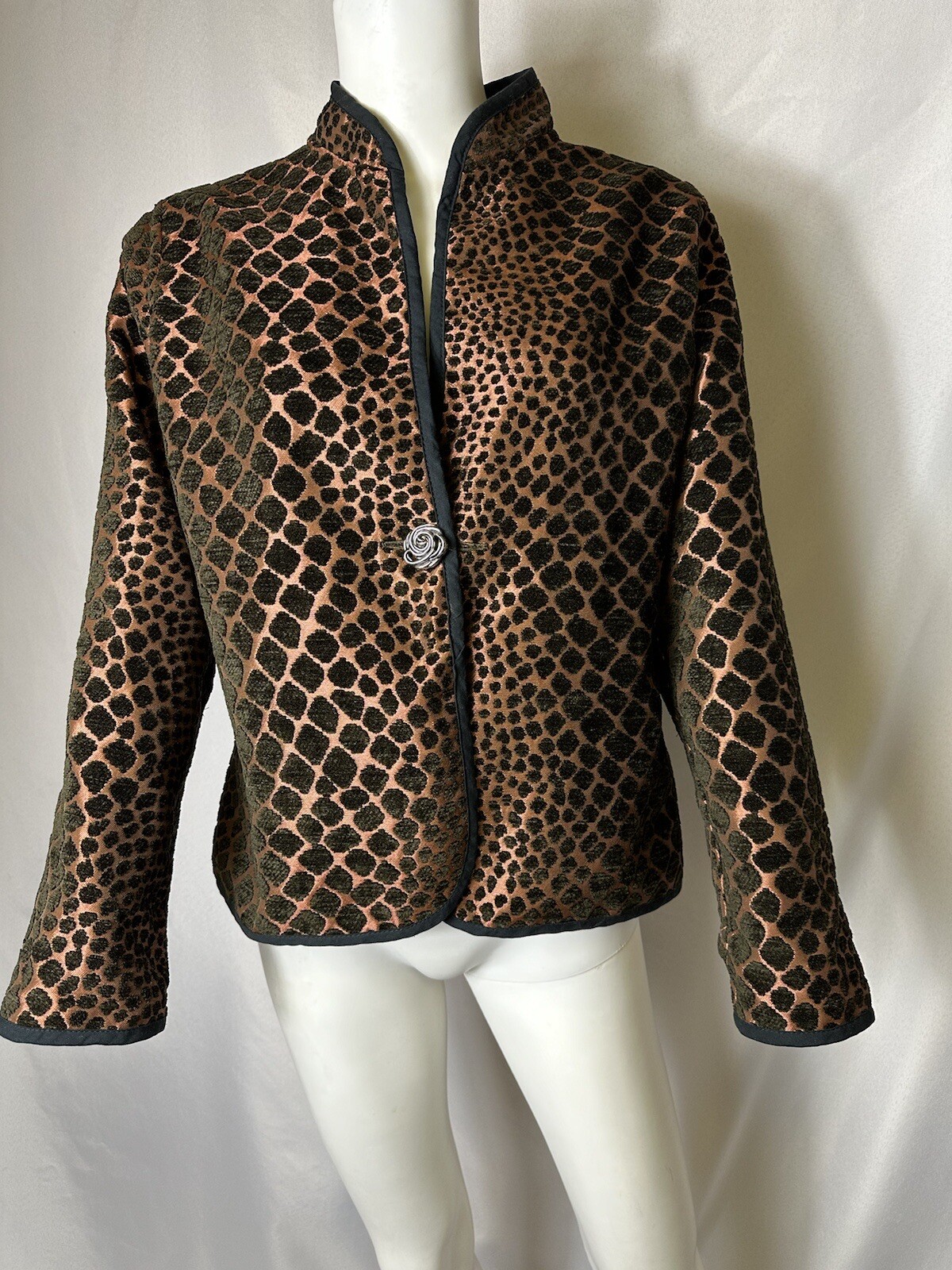 STUNNING VINTAGE REVERSIBLE BLAZER No Tag Pit To Pit 19 Blk & Copper