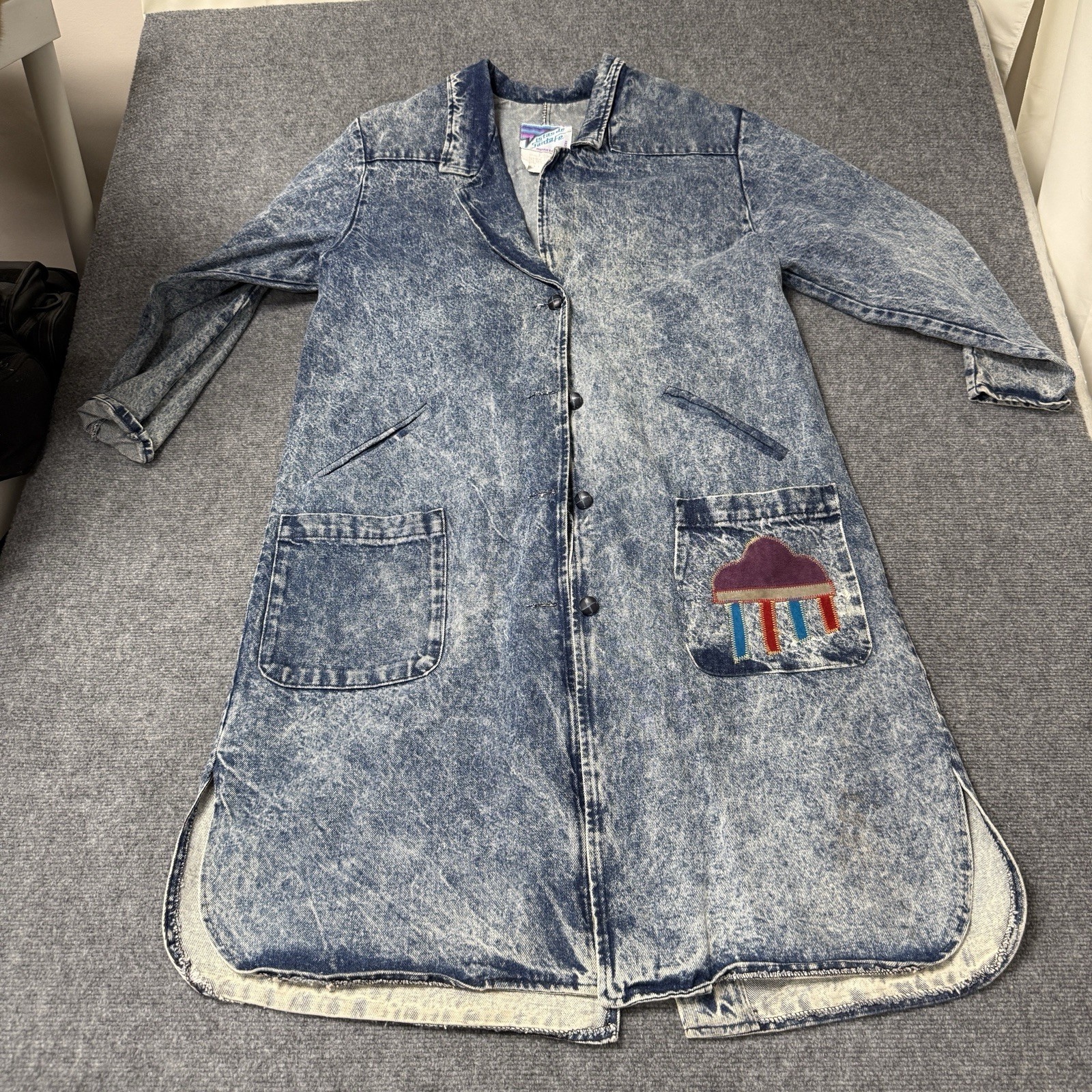 rare vintage vistas de santa fe pioneer wear suede appliqué hawk denim Sz 16
