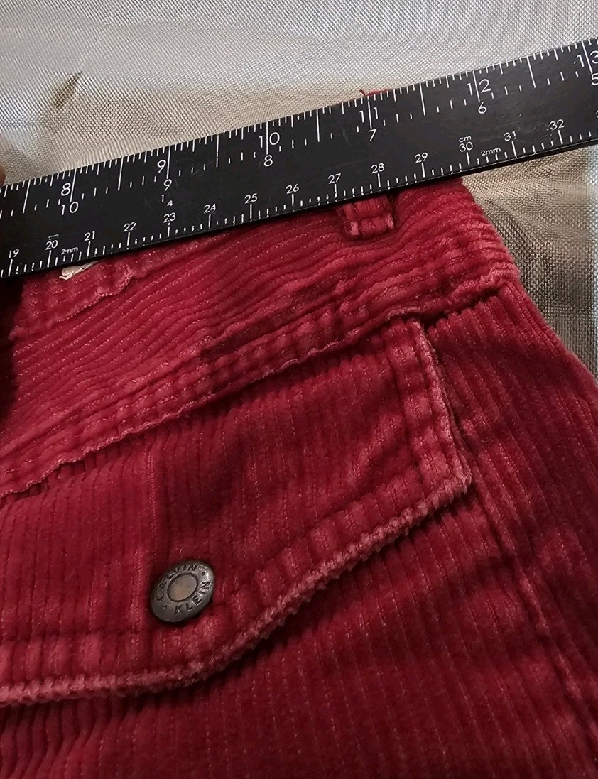 Calvin Klein Juniors Corduroy Pants Burgandy High Waist Straight Leg Sz10 1990s