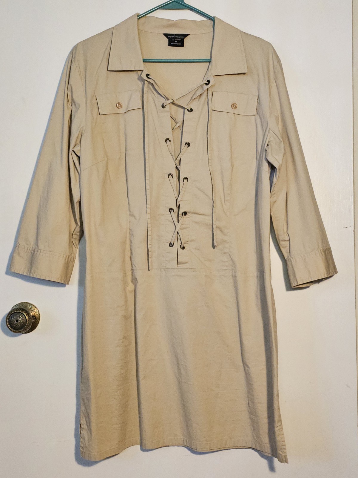 Vintage Y2K Dress Sz 14 Large, Moda Int’l Victorias Secret Jungle Utility Safari