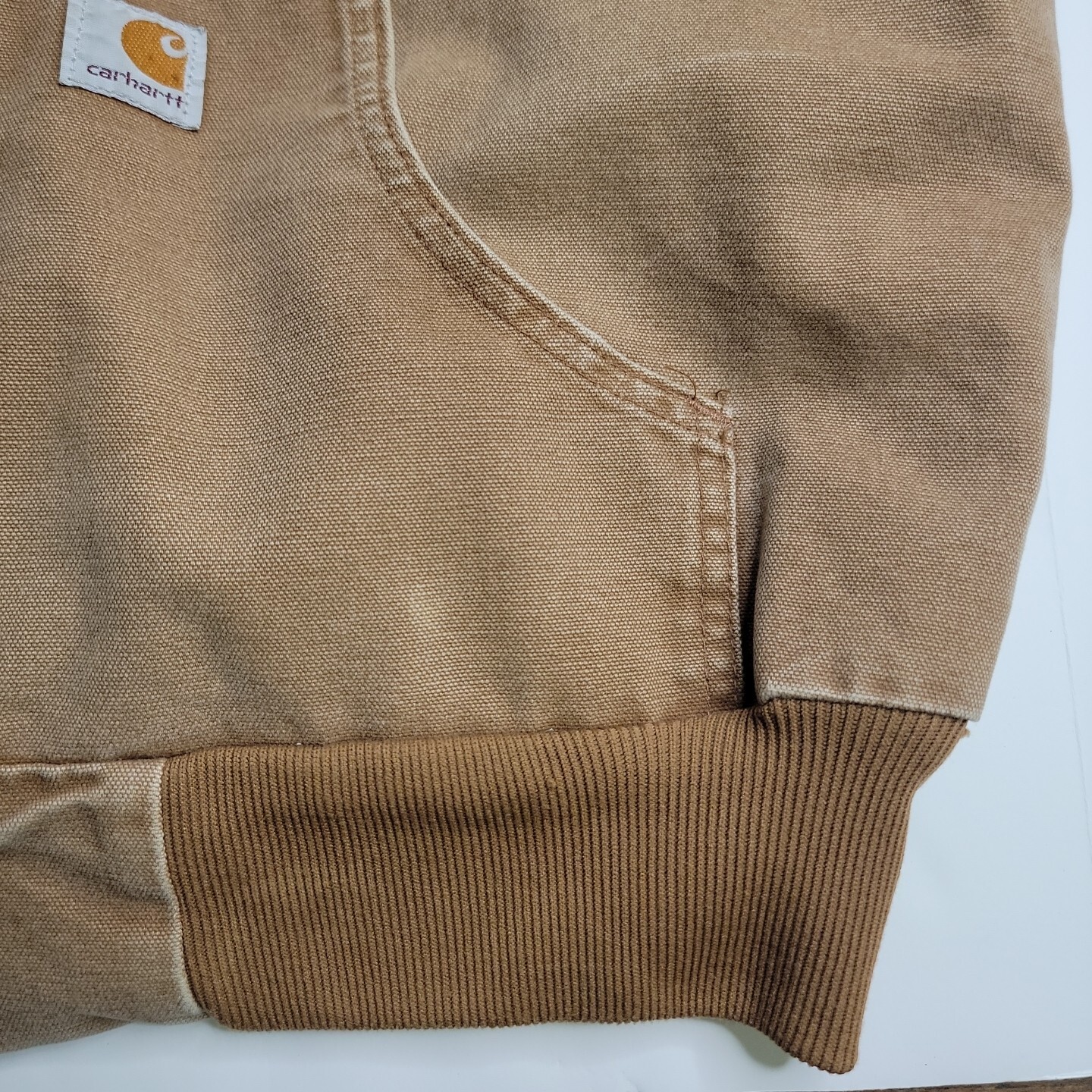 Carhartt For Women Large Tan Brown Hooded Jacket Distressed Worn Vintage Vtg