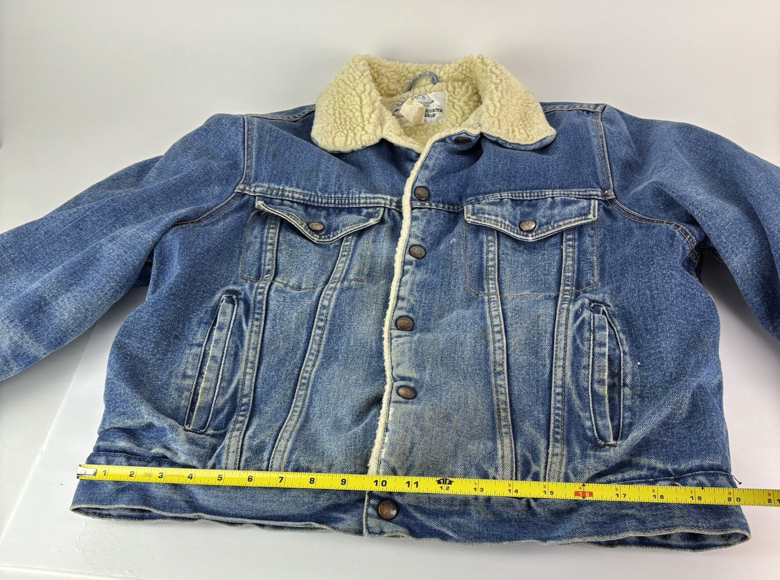Vtg Silver Spur Western Wear Denim Sherpa Cowboy Jacket Women’s M Trucker Patina