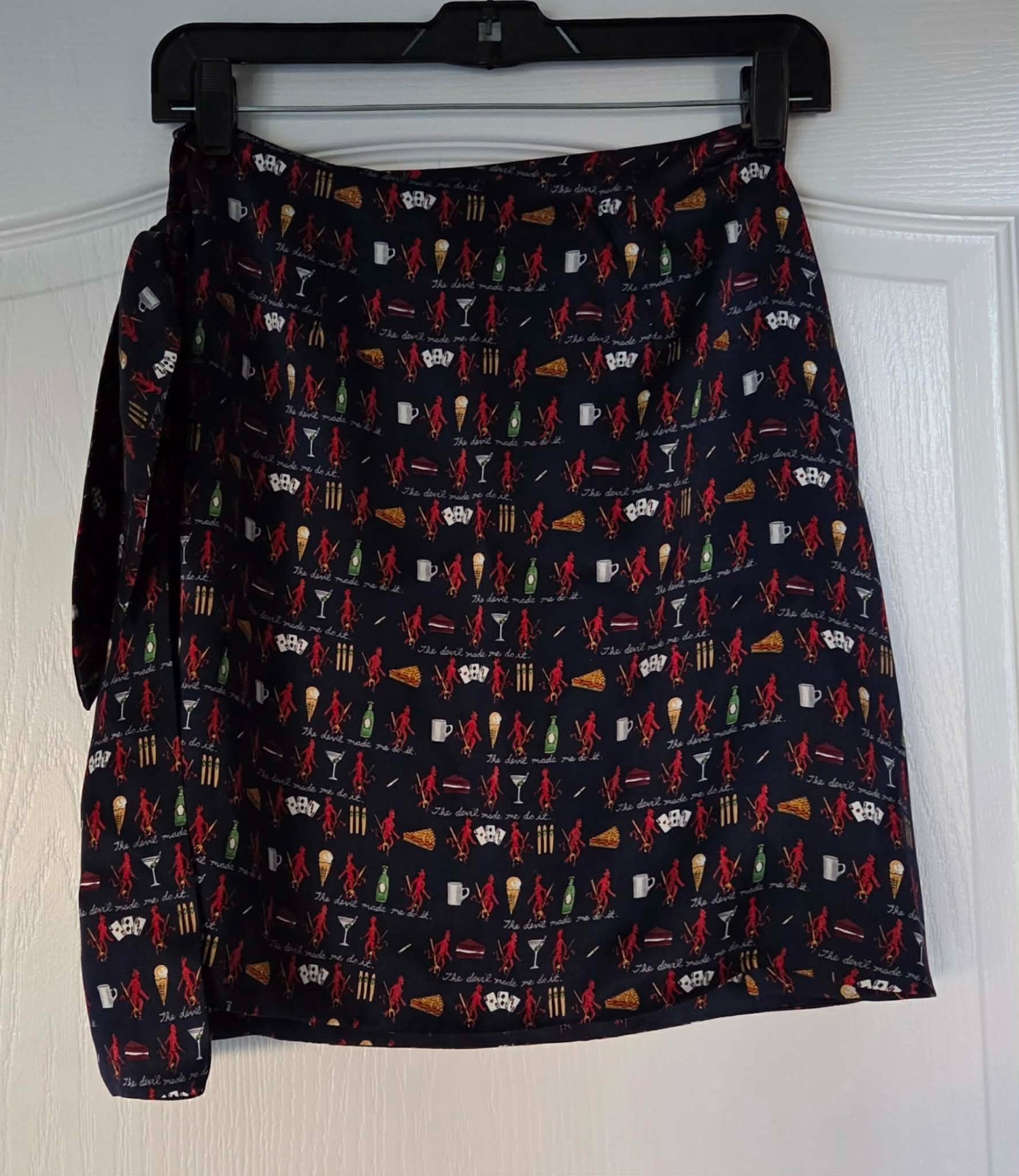NWOT NICOLE MILLER Silk Limited Edition Wrap Skirt The Devil Made Me Do It – L