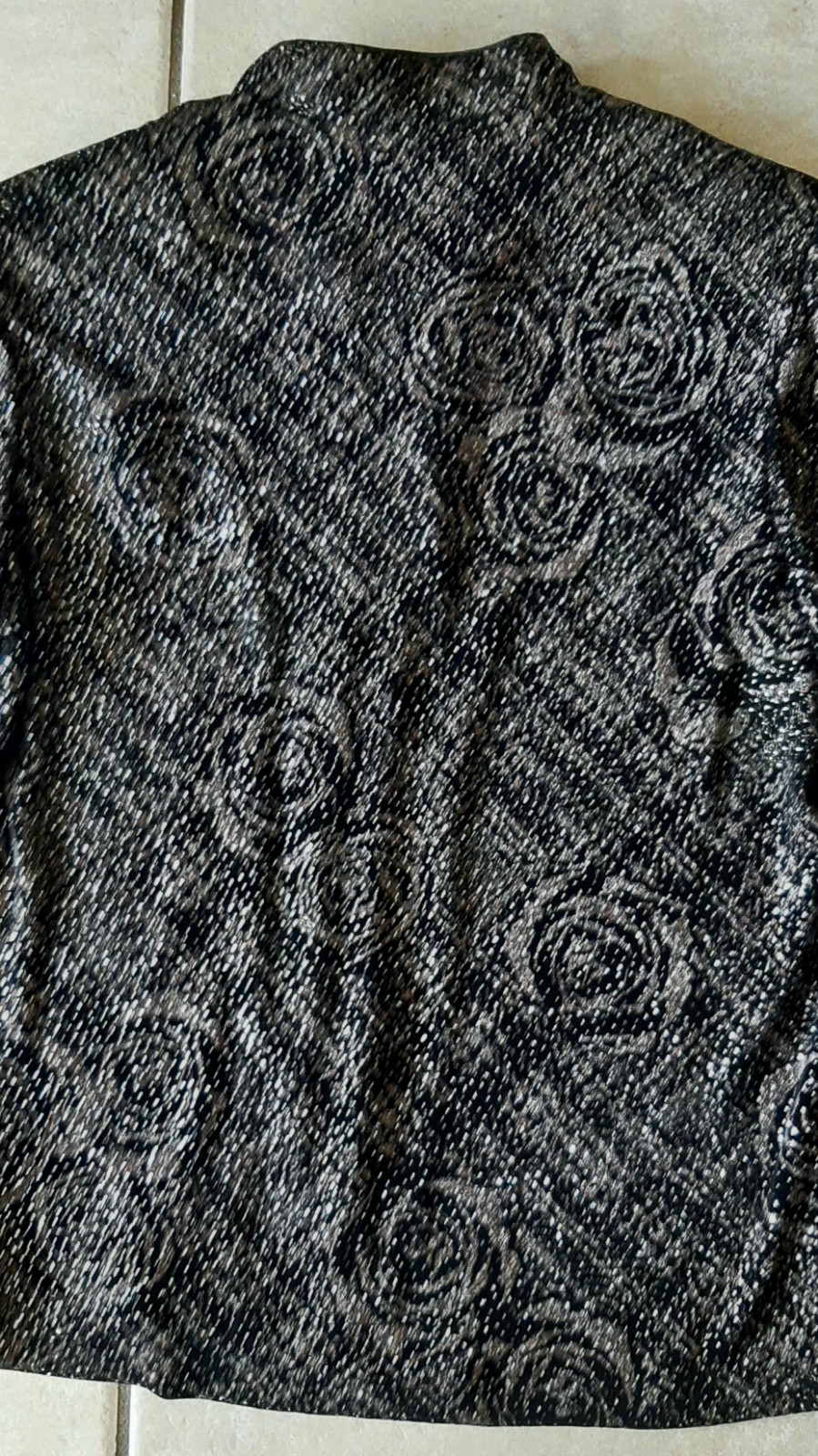 Rare Vintage R&M Richards Velvet Jacket Black Floral Glitter Made in USA Size 12