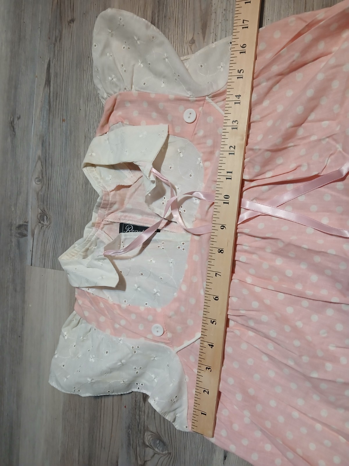60’s? Babydoll Pink Polkadot Lace Short Sundress Cottage Housewife California