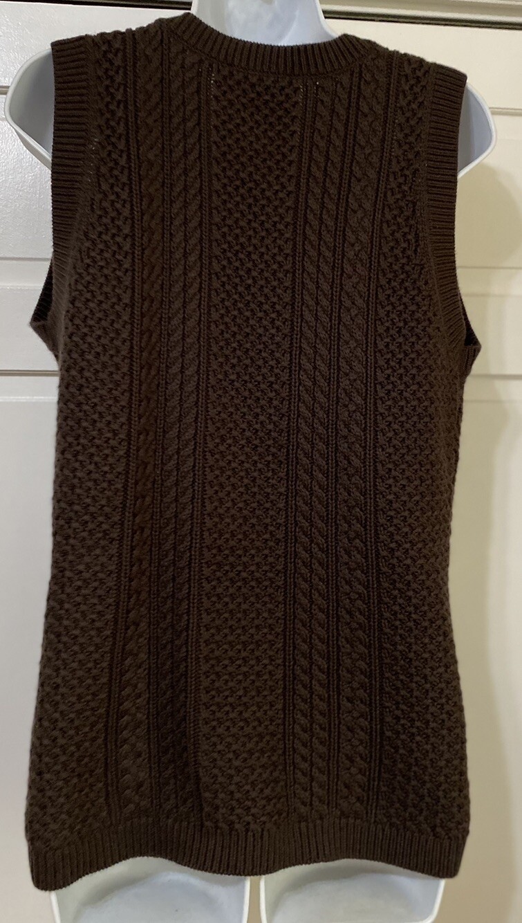 Vintage Talbots Cable Knit Sweater V-neck Vest Cashmere Blend Medium Y2K