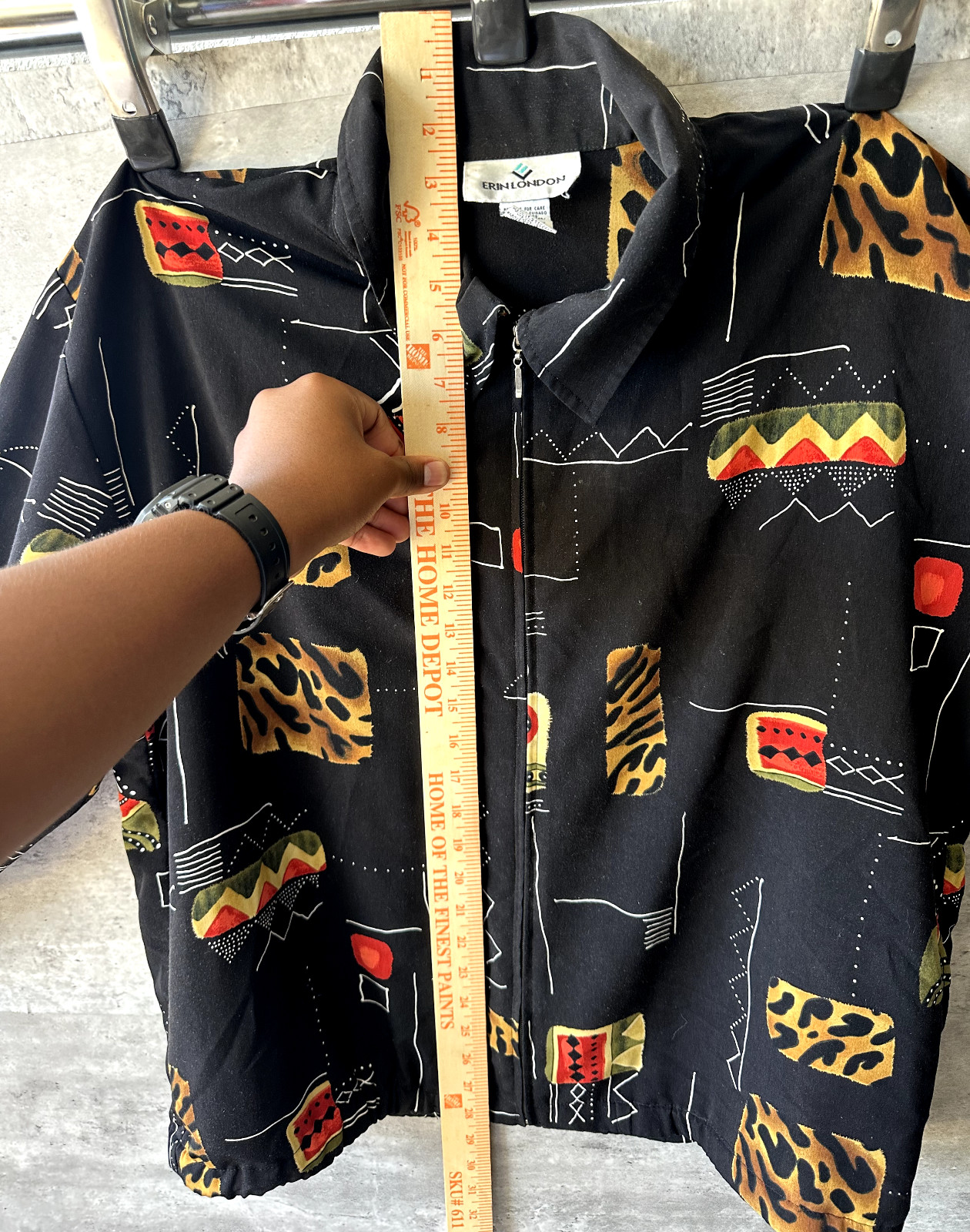 Vintage Erin London Abstract Geometric Jean-Michel Basquiat Style Jacket Size L