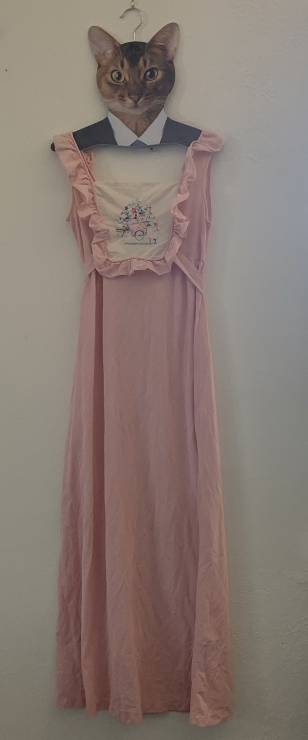 VTG Dutchess Individually Yours JR Nightgown Pink Embroidered Nylon Measured