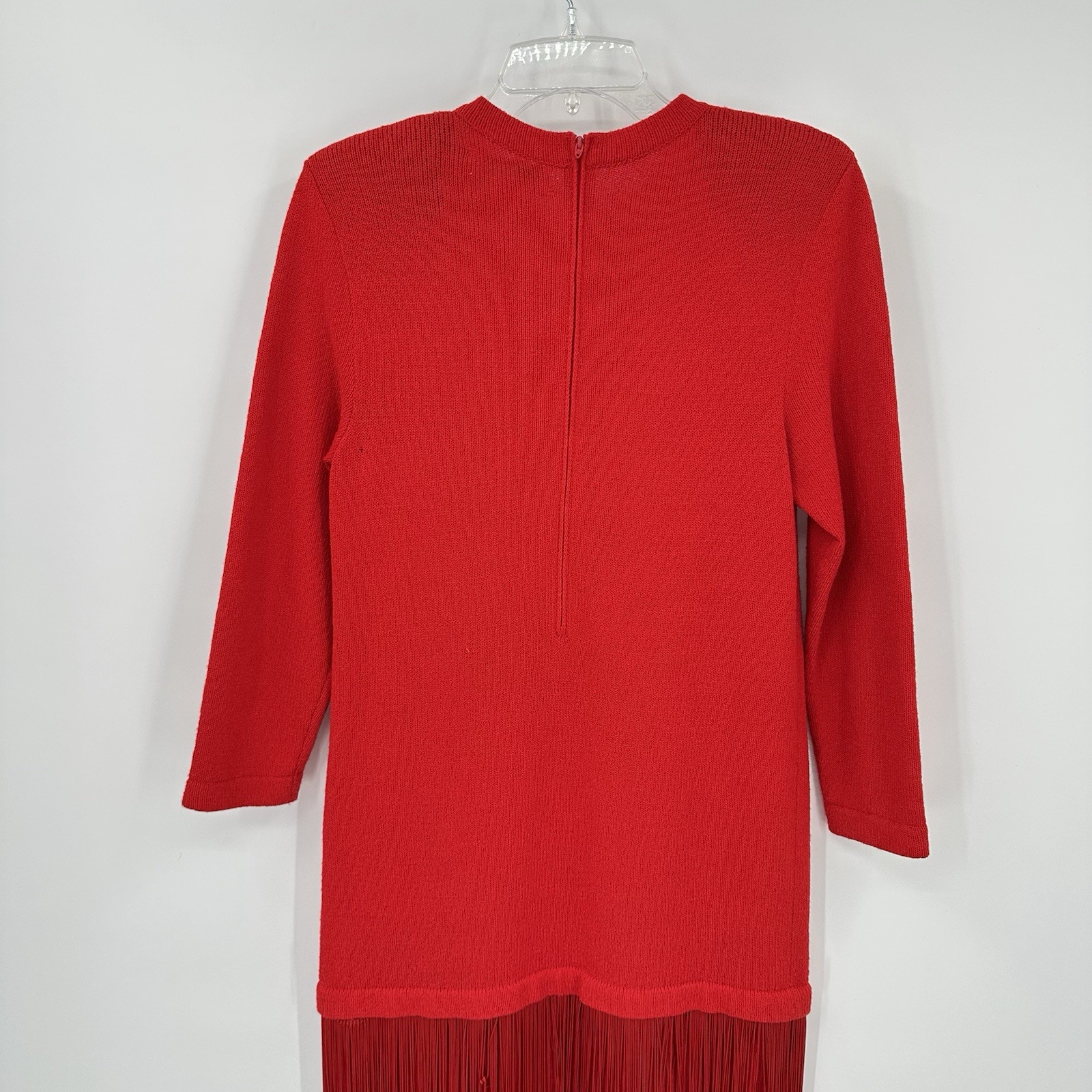 vintage fringe hem SWEATER DRESS red MP santana knit mod retro cocktail 80s 90s