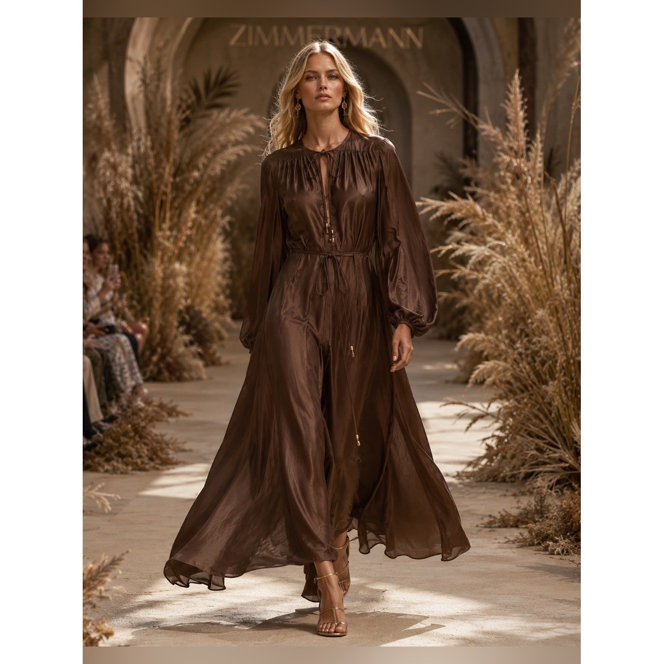Zimmermann Chocolate Brown 100% Silk Maxi Dress NWT AU 1 / US Small