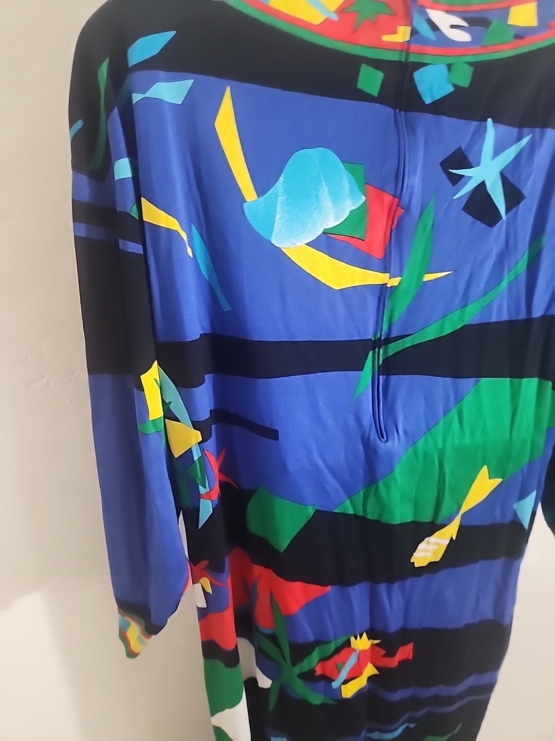 vintage leonard dress 1980’s vibrant multi color abstract print large ? italy