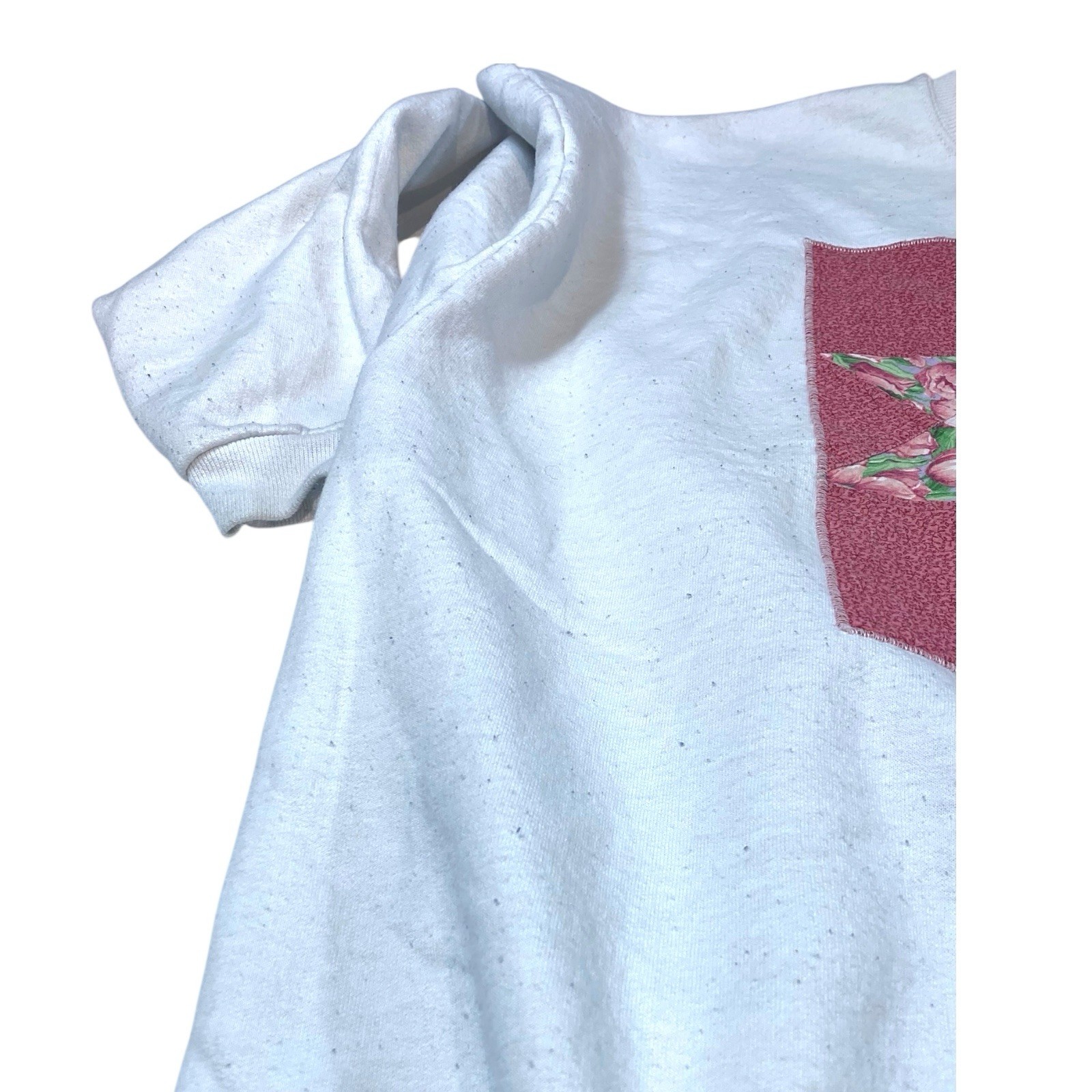 Jerzees Sweatshirt Womens Adult XL White 90s Handmade Grannycore Quilt VTG