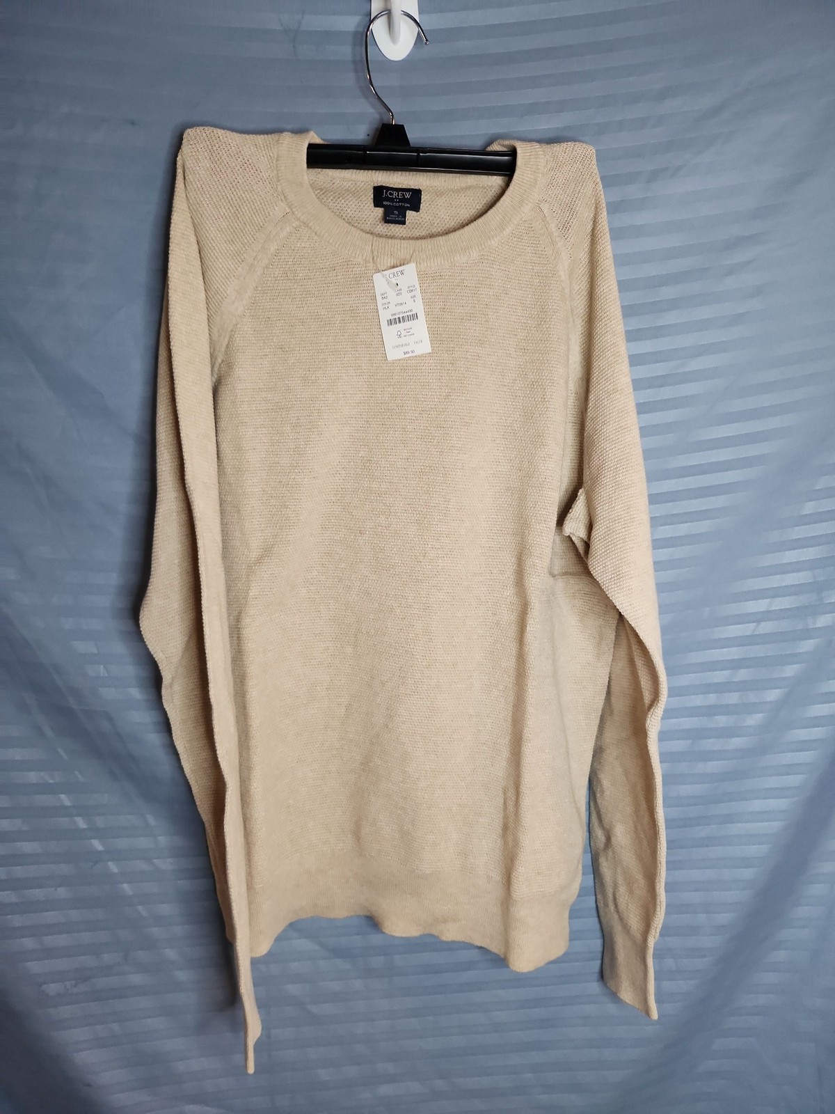 J. Crew Men’s Oatmeal Beige Cotton Crewneck Sweater small
