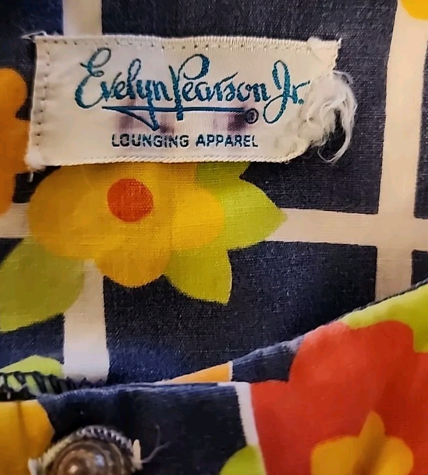 Vtg Evelyn Pearson Jr Lounging Apparel Dress S Floral Button Front Tie Waist R2