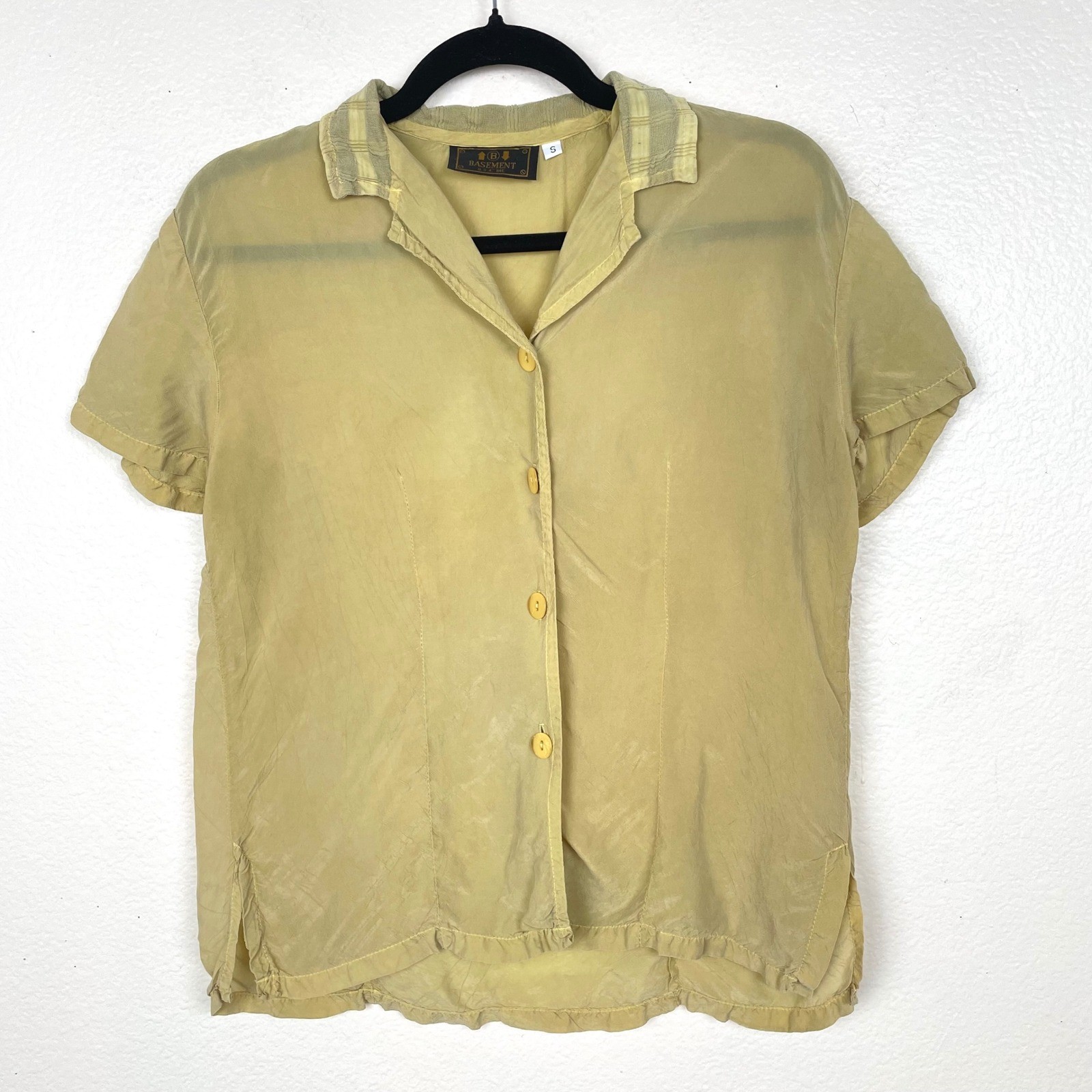 Y2K 90s Vtg Womens Top 100% Silk Retro Twee Indie Grunge Hipster Fairy Cottage