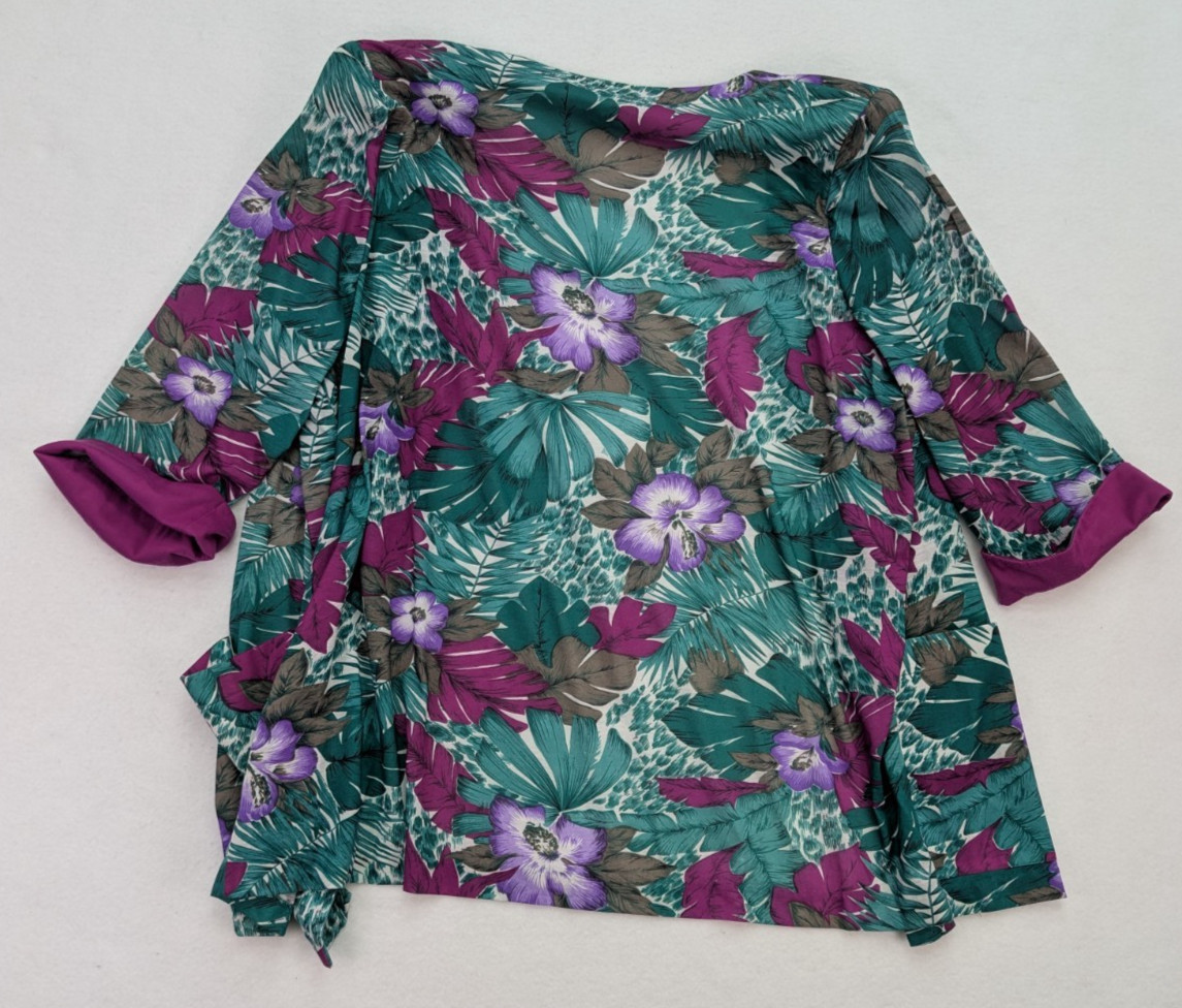 Vintage 80s 90s Women’s Jacket Size 20WP Lady Darian Green Purple Floral Print
