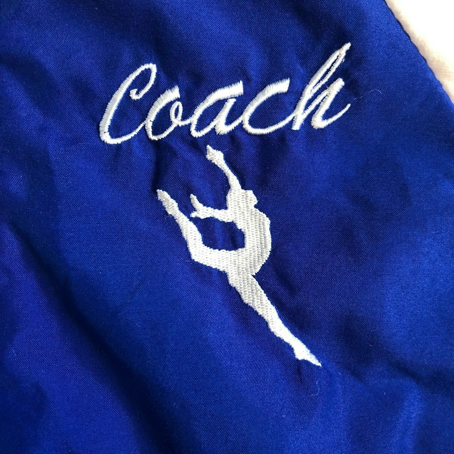 Rare Vintage Gymnastics Coach Womens Blue White Full Zip Track Jacket 80s