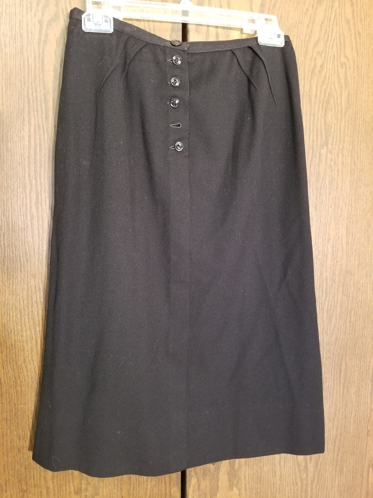 1950/60s VTG Black Slim Skirt w/Buttoned Front, Loubella Original California