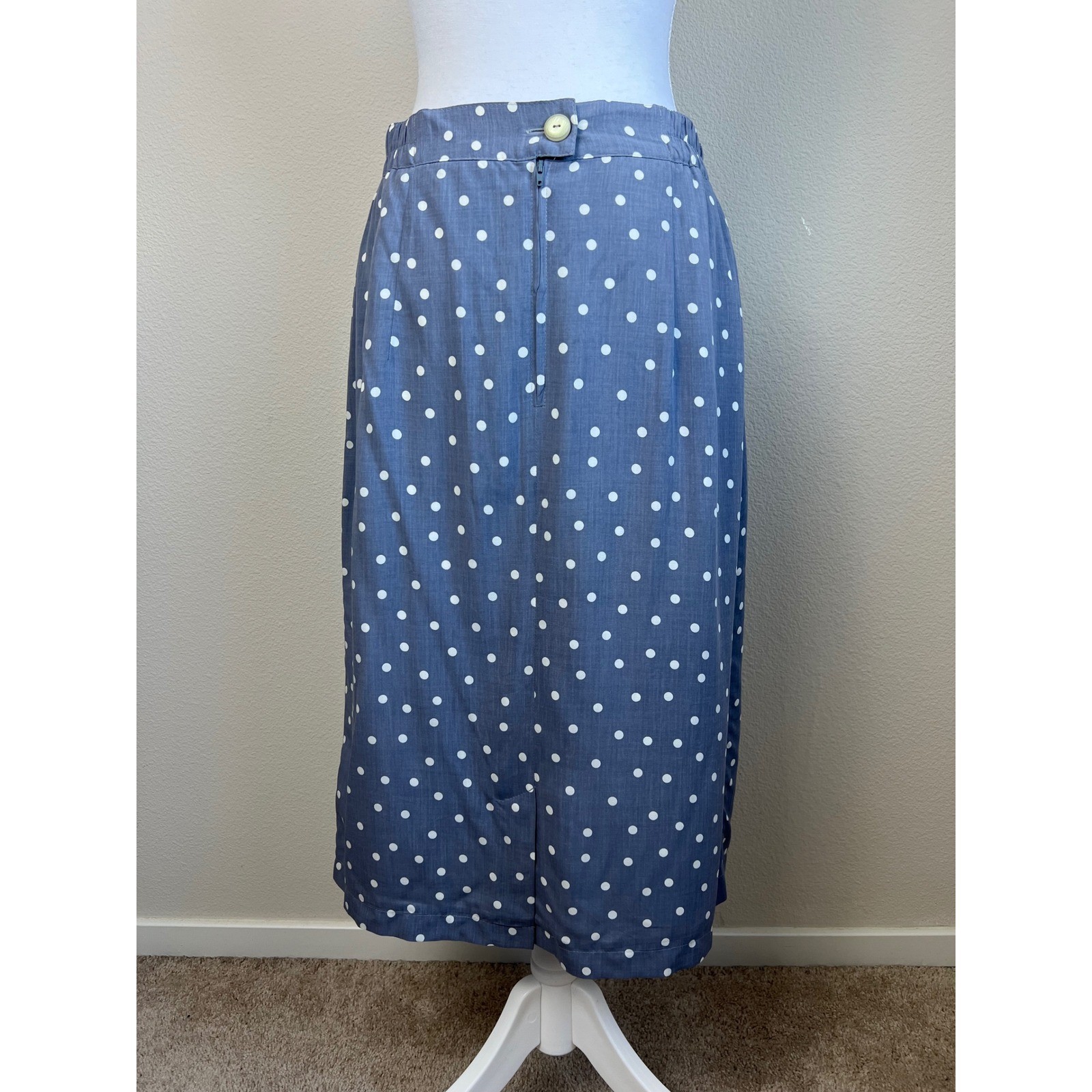 VTG 80s Retro Modest Polka Dot Skirt Suit EU40 US 8/10 Button Front 2 Piece Set