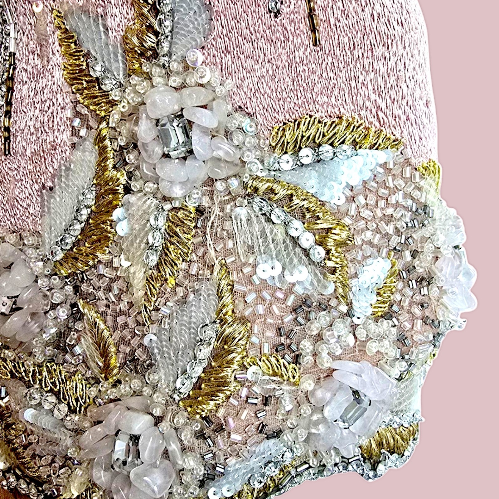 Vintage Mary McFadden Couture Fortuny Style Pleated Gown Blush Nude Pink Small