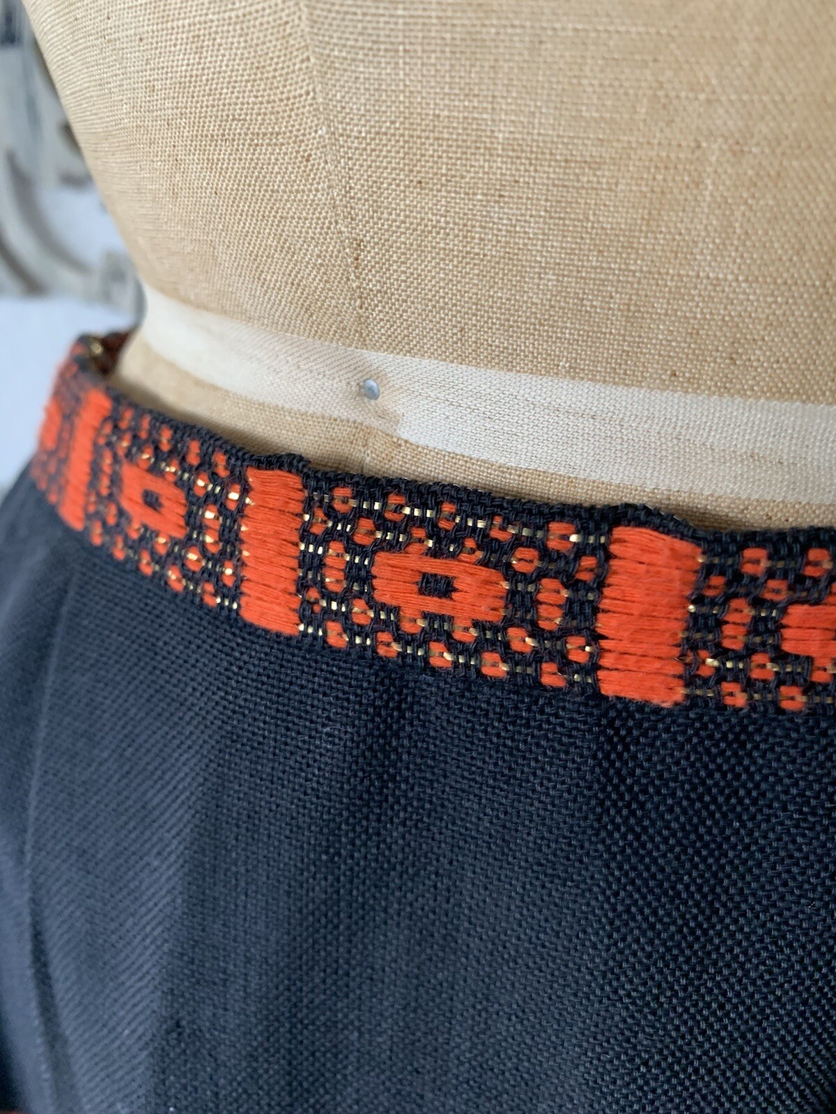Vintage Hand Woven Mayan Cotton Skirt 50s 60s
