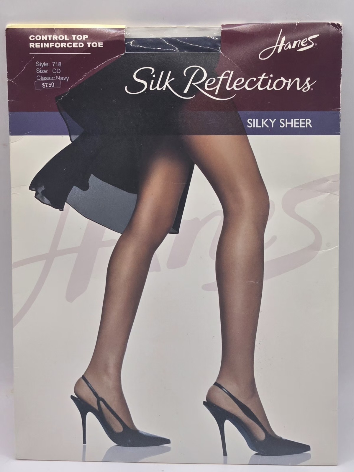 NOS-Hanes Silk Reflections Pantyhose Size CD Control Top Classic Navy Nylons