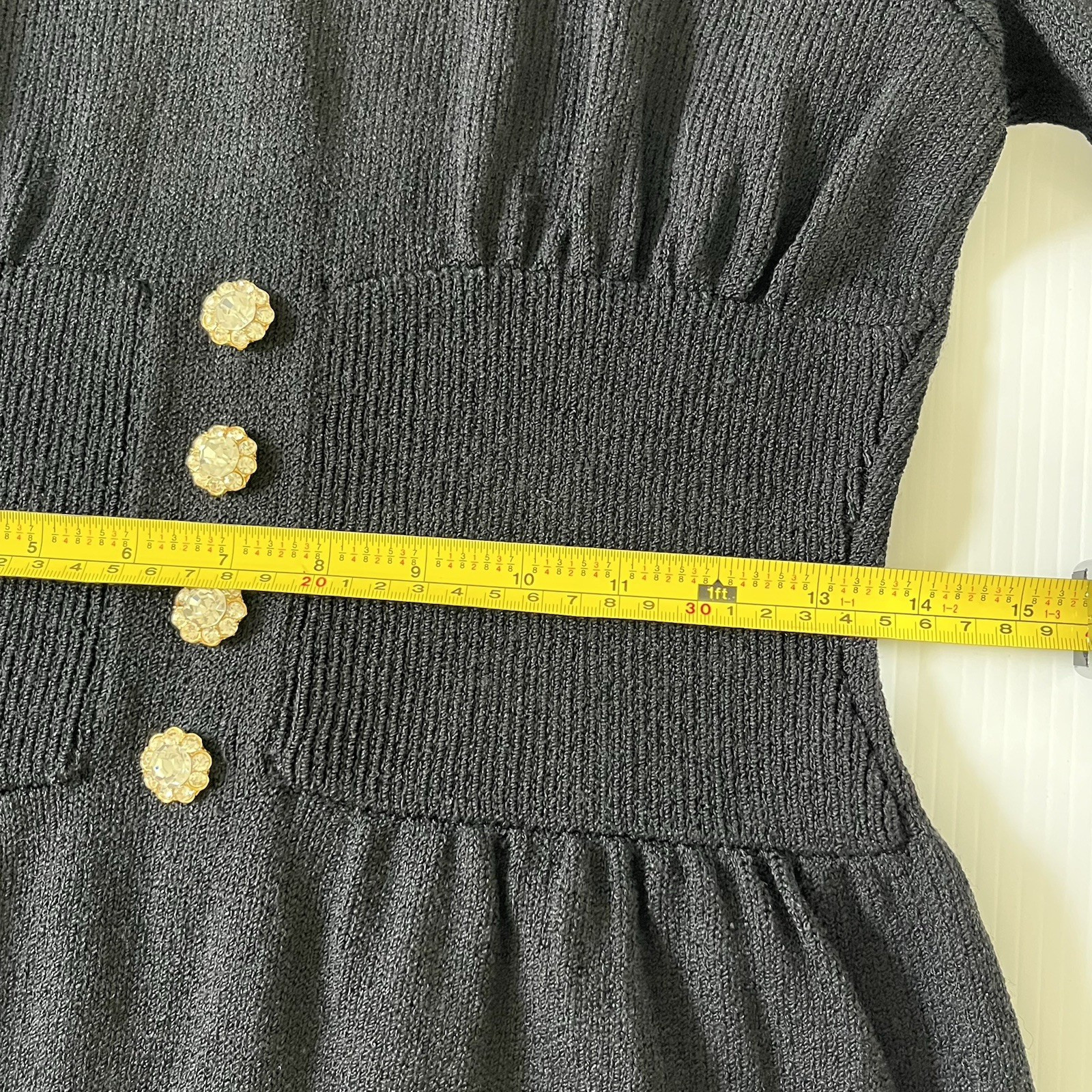 VTG 80’s Cocktail Dress Black Wool Knit Sz 2 DON SAYRES For Wellmore Embellished