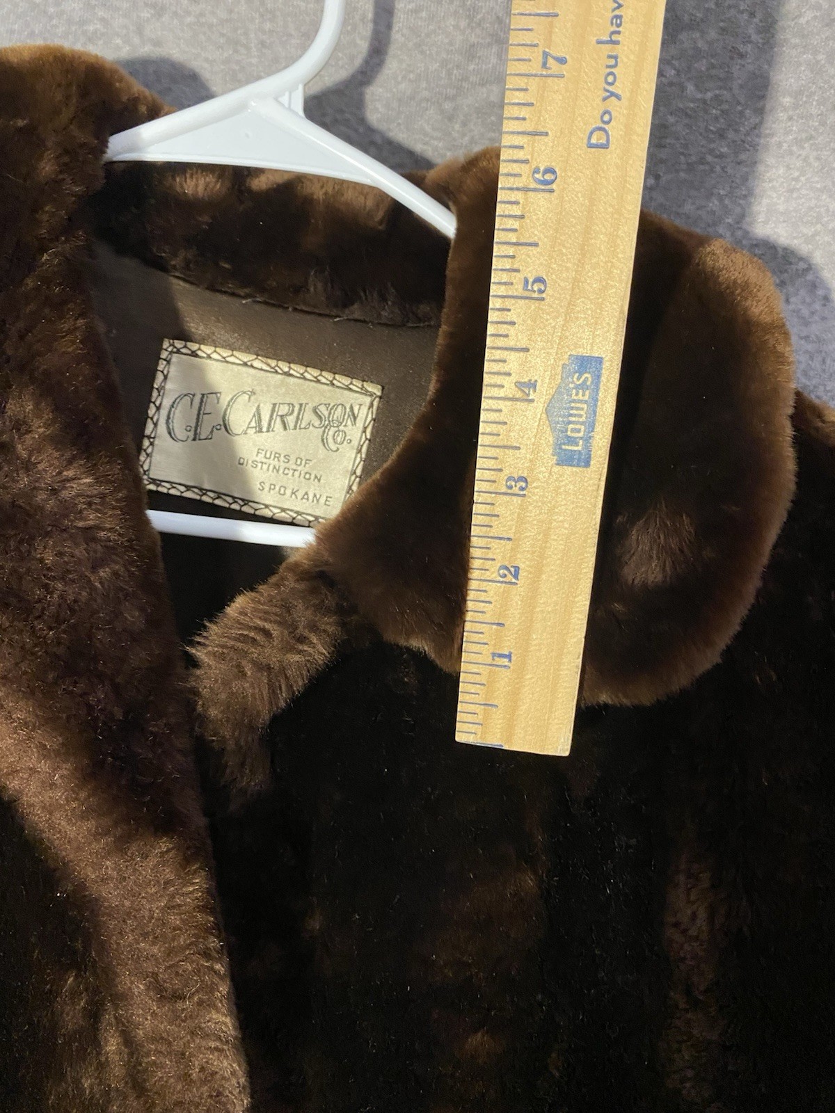 Vintage C.E. Carlson Co Spokane Dark Brown Fur Coat Mid-Century Plush