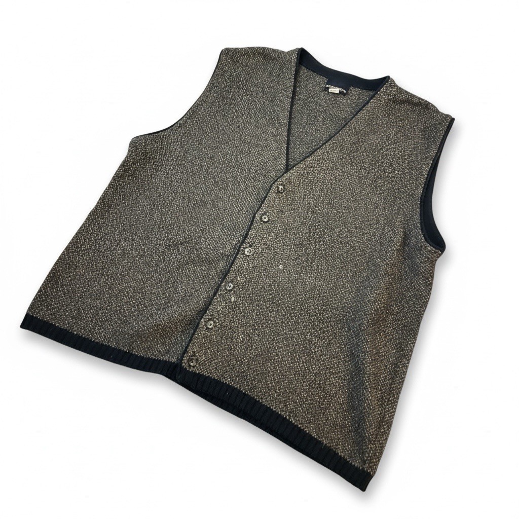 Vintage Sweater Vest Button Front Cotton Weatherware 2X USA Baggy Grandpa