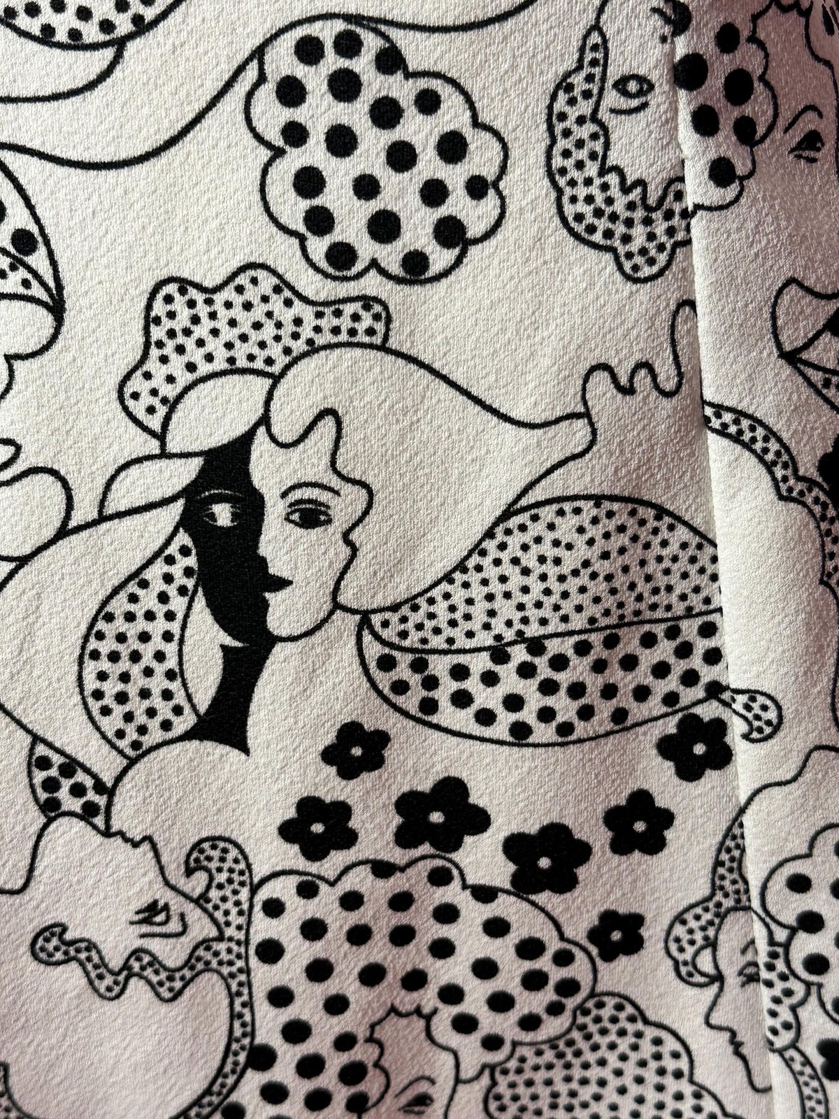1960s MOD FACE Print SURREALIST OP Art Dot Whimsical Mini Dress. XS-S. AS IS