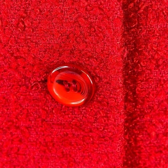 Vintage Herman Geist Boucle Jacket 8 Red Preppy Timeless Wool Blend Button Up