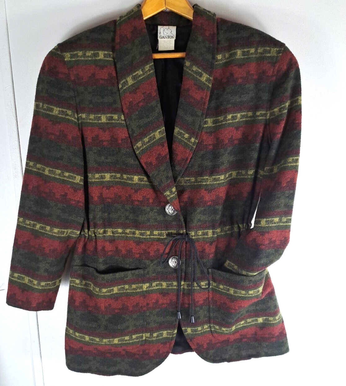 Women’s VTG Southwest Blazer Gantos Drawstring Waist Metal Buttons 80s Size M