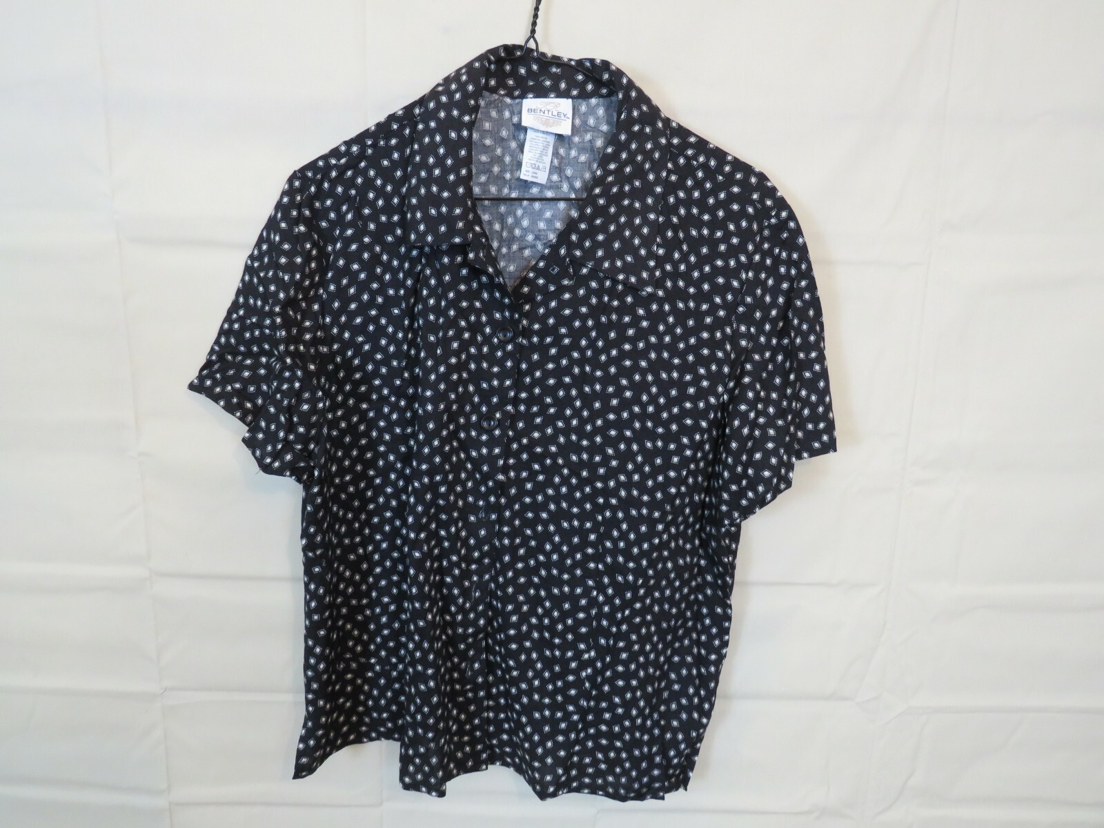 NOS Vintage Shirt Bentley black white Large
