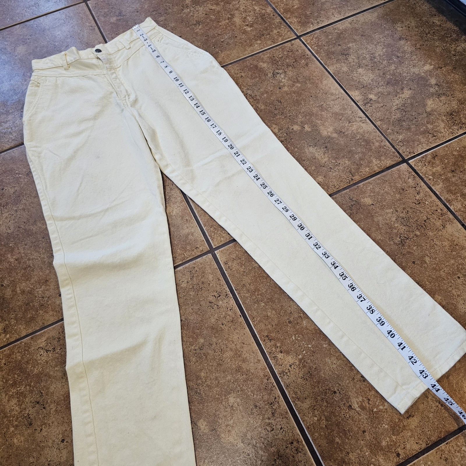 Vintage Seattle Blues Pants Light Yellow Mom High Rise Western Style 80s 90s