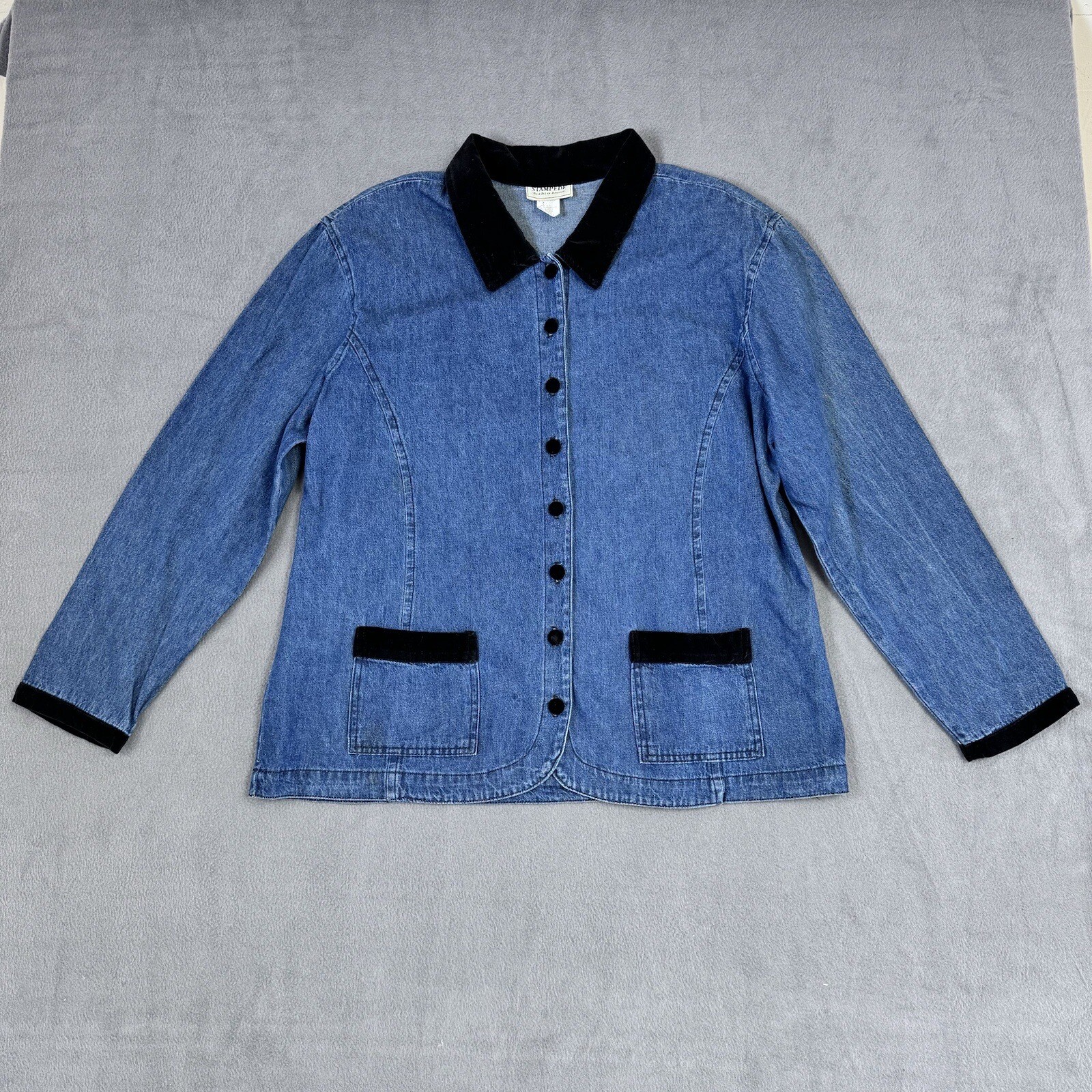 VINTAGE Stampede Denim Jacket, Button Up, USA Made, Western, Women’s Large