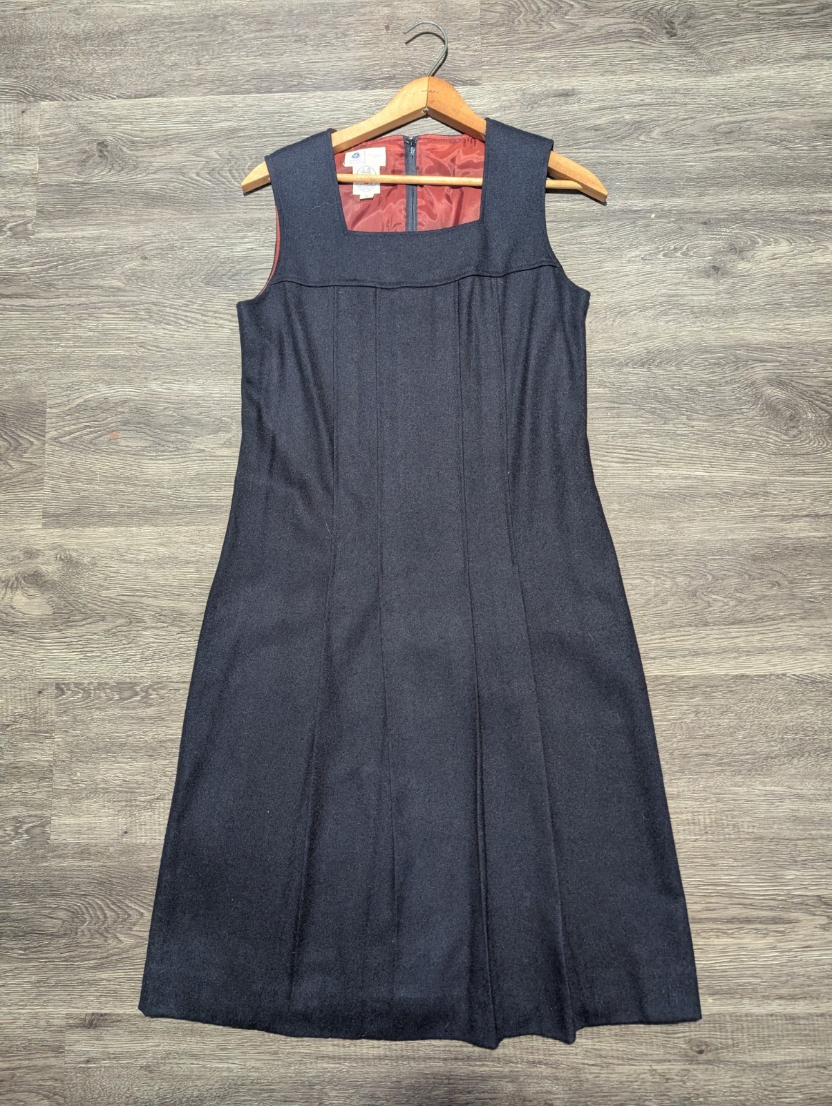Vintage 70s J.G. Hook Wool Blend Pinafore Dress – Dark Academia Navy Blue – Size