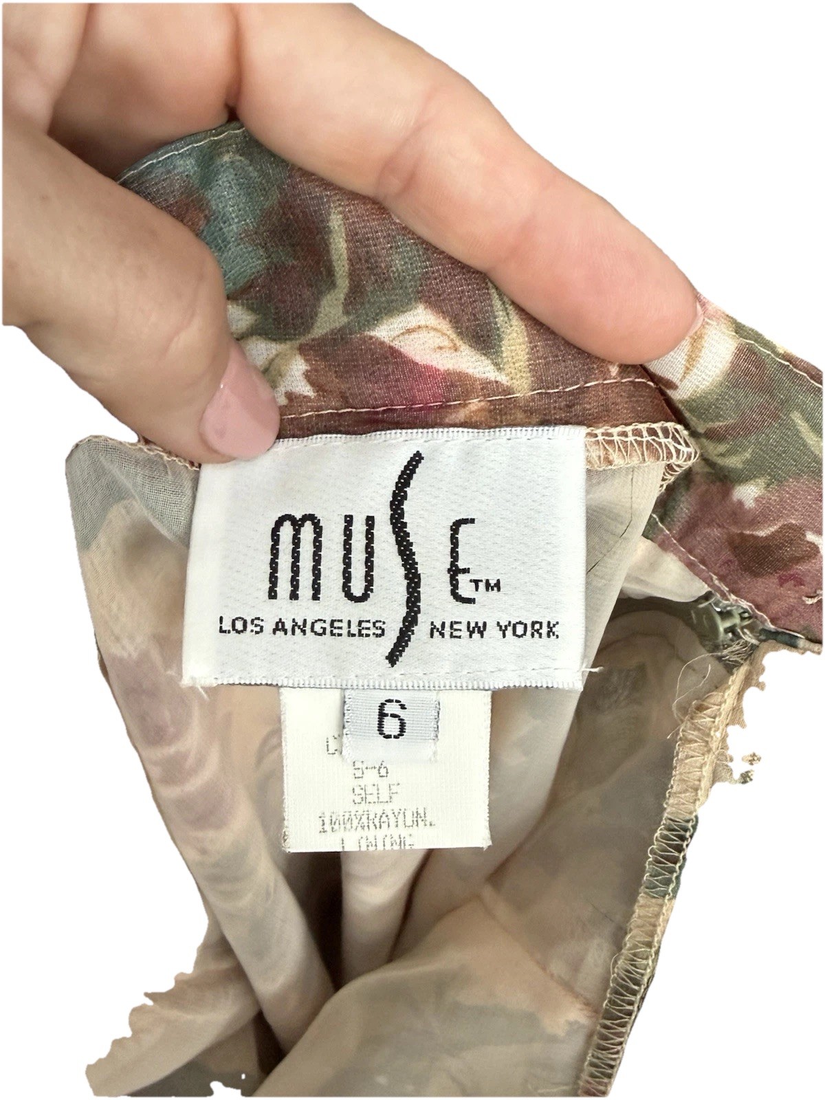 Muse Womens Vintage 6 80s 90s Beige Wine Floral Print Sheer Maxi Skirt Rare XS