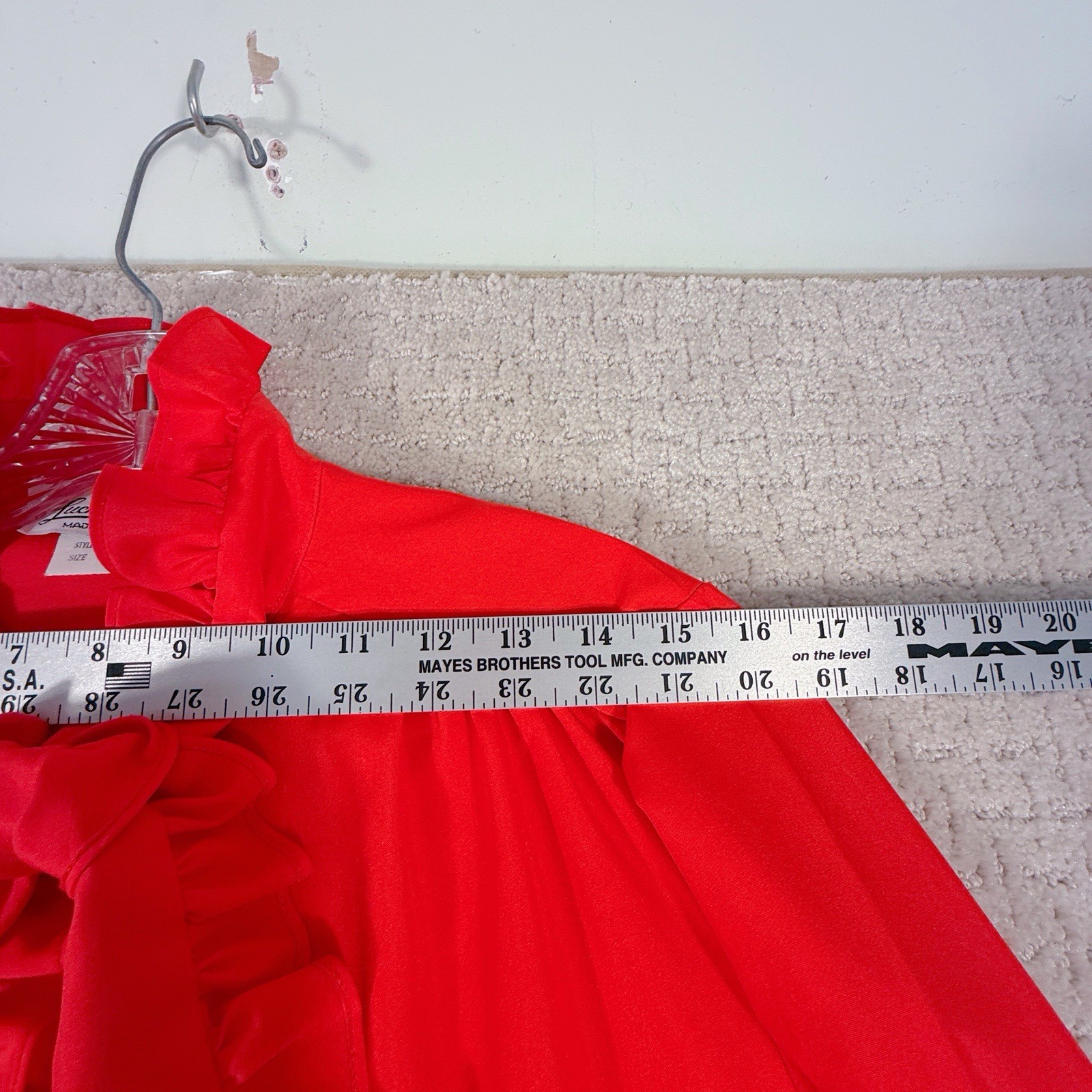 Vintage Lucky Winner Red Career Blouse Size 12P Petites Secretary Geek Tie Sash