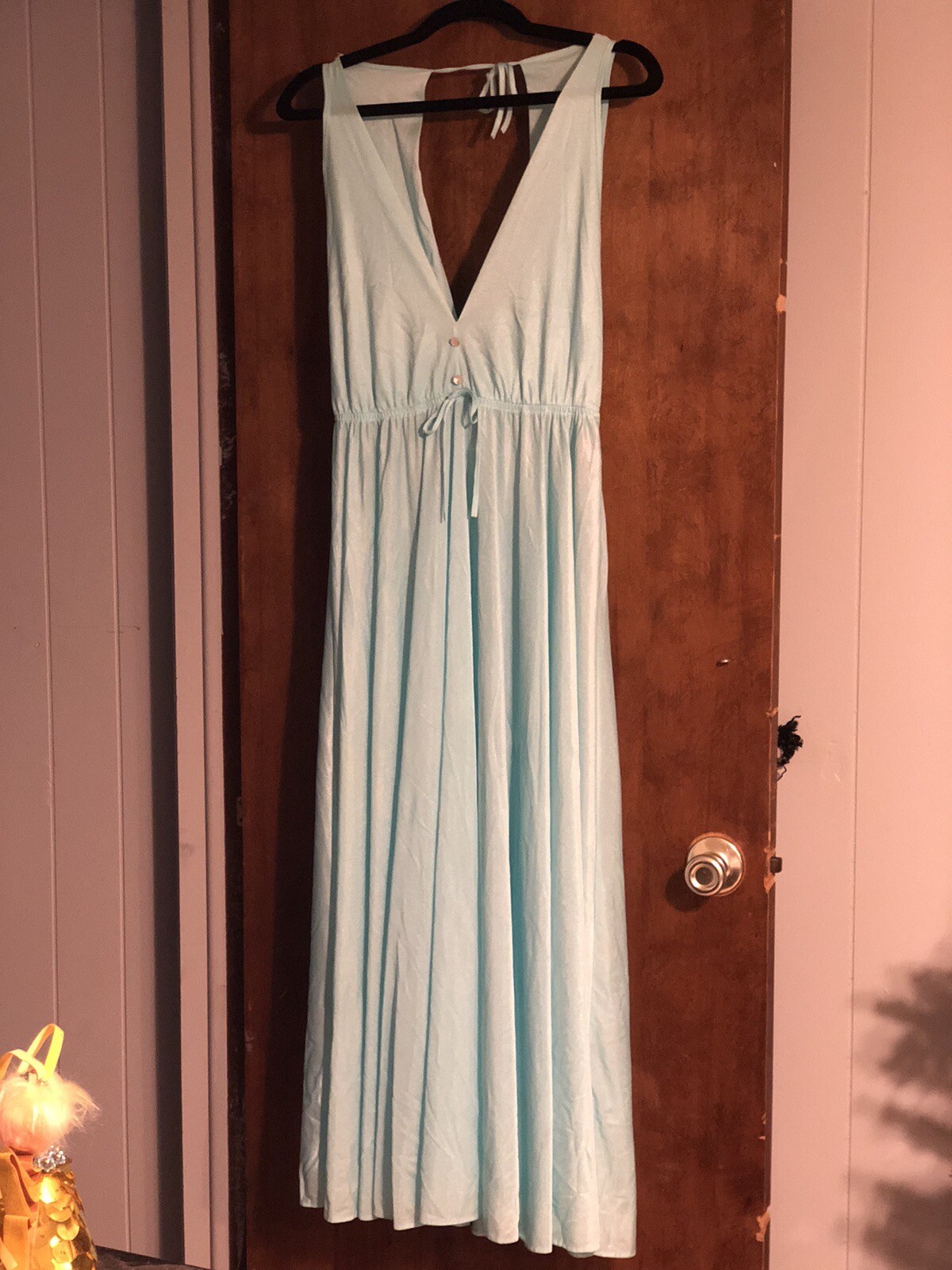 Dream Wear Vintage 70’s Disco Hipster Style Nylon Nightgown Med Sea Foam Green